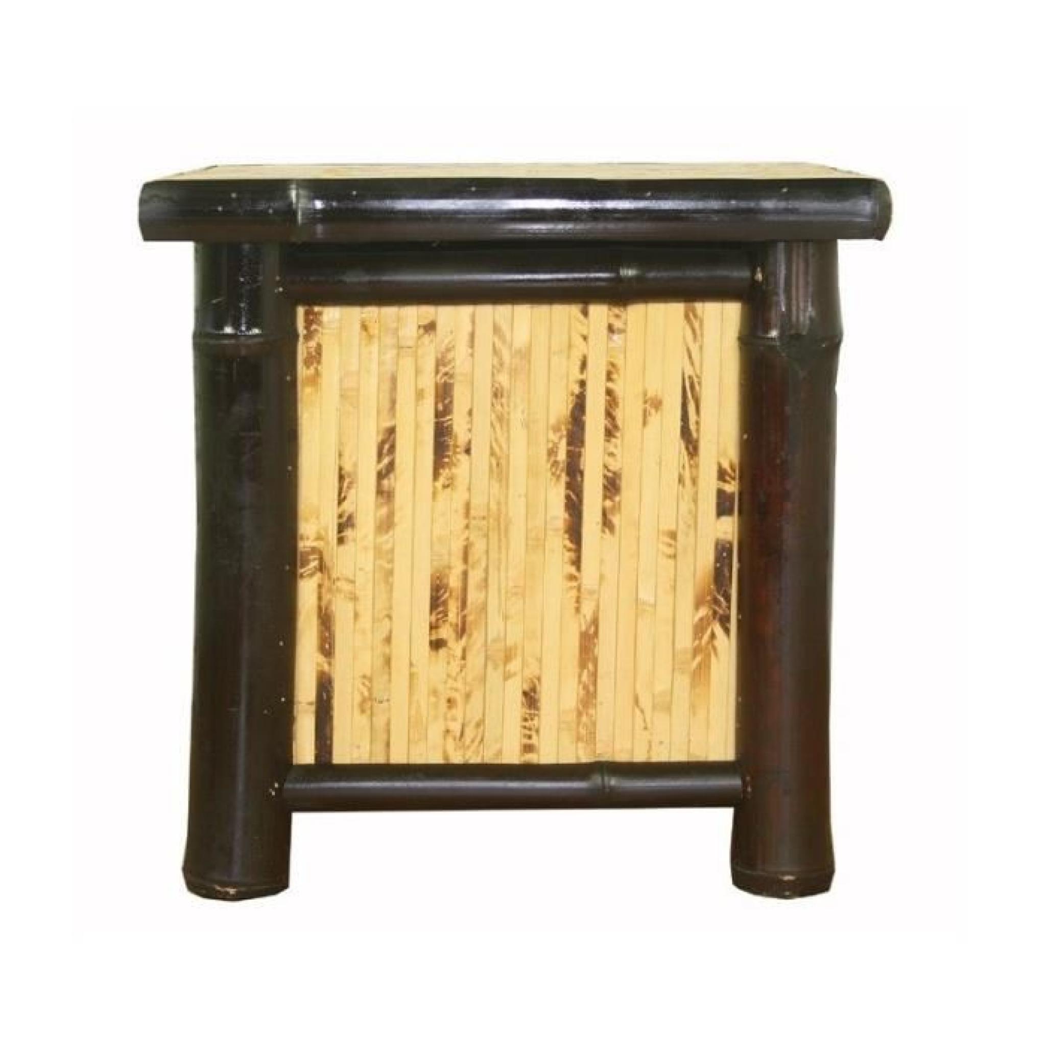Table de chevet / nuit en bambou couleur brun foncé verni 40x45x40 cm MOC06003 pas cher