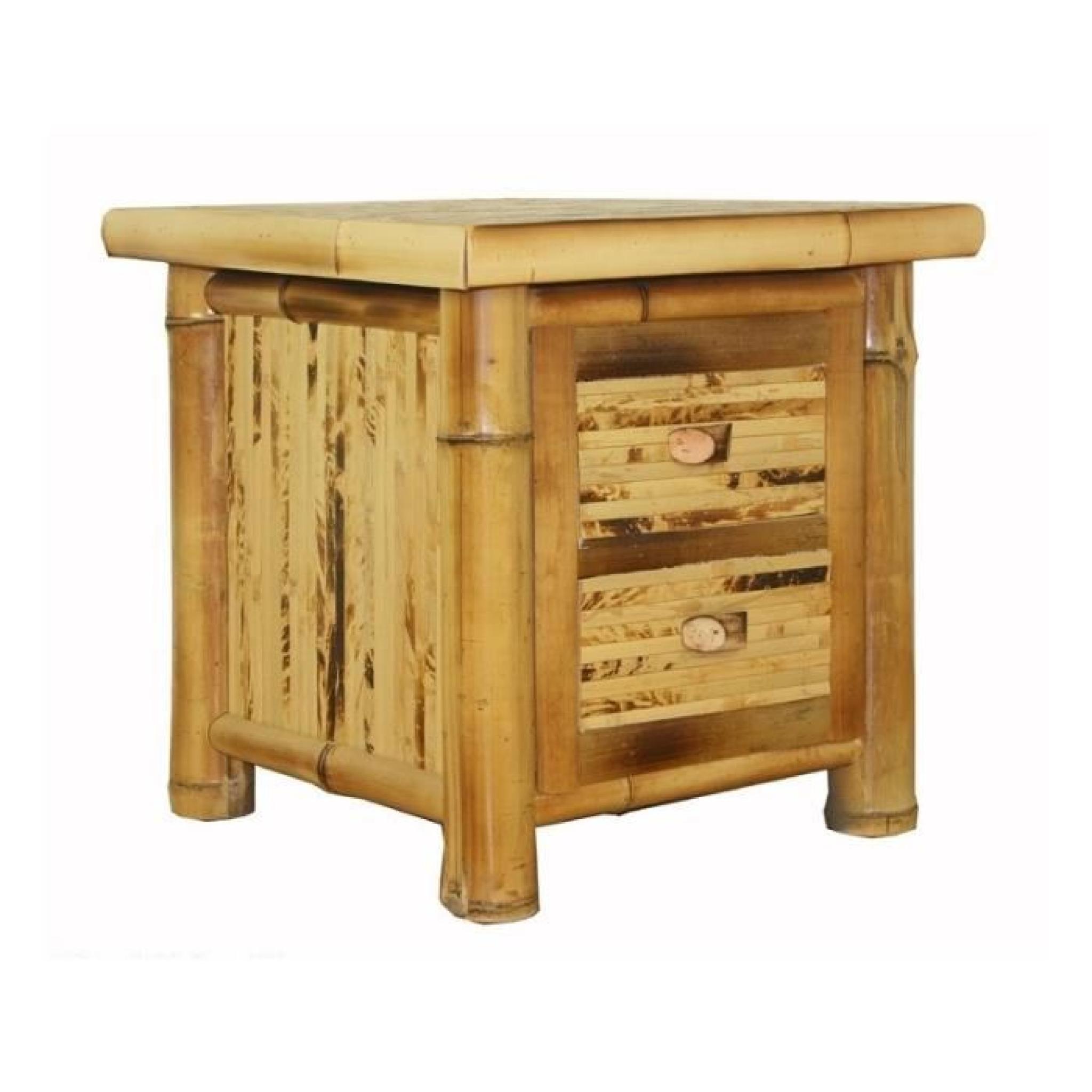 Table de chevet / nuit en bambou couleur brun verni 40x45x40 cm MOC06002