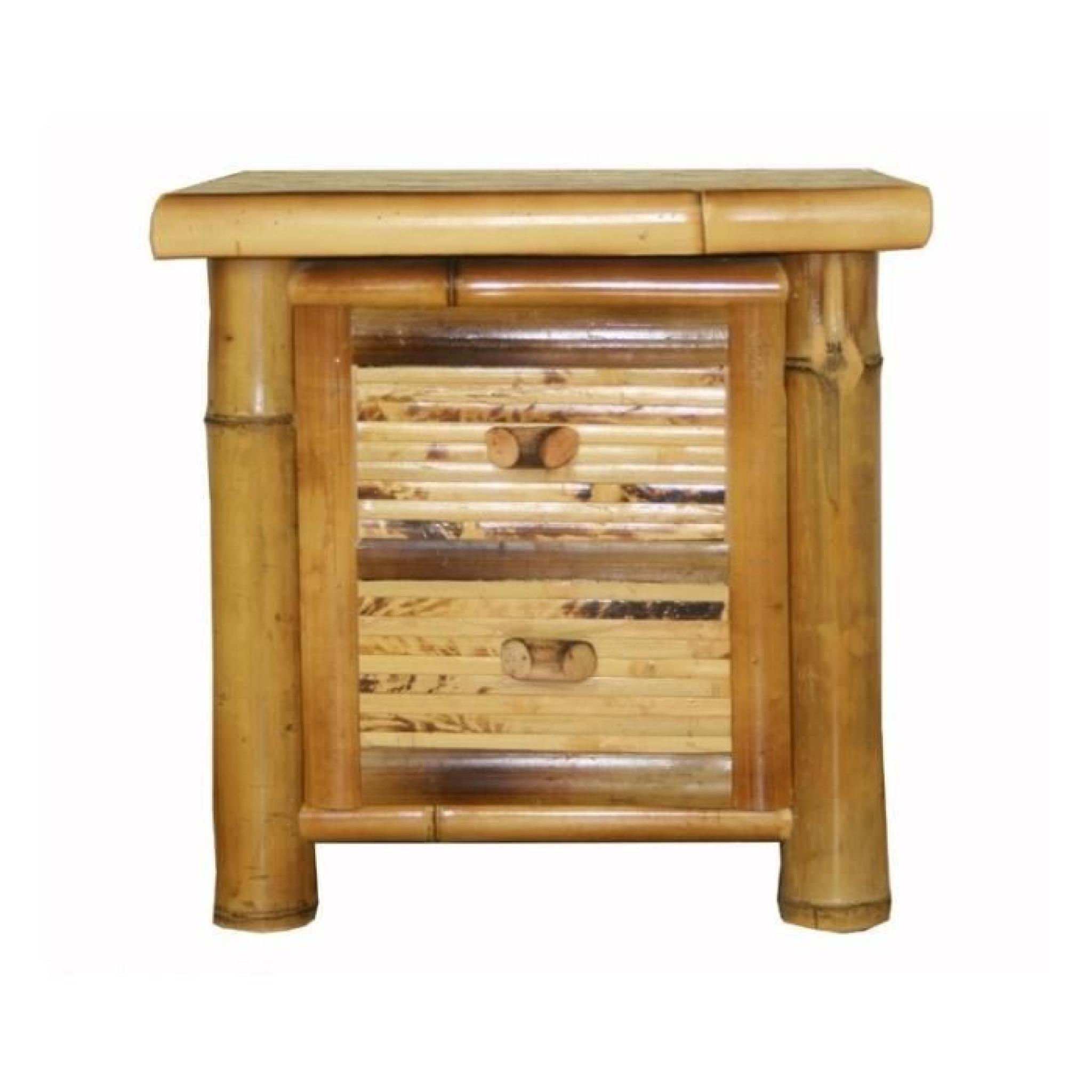 Table de chevet / nuit en bambou couleur brun verni 40x45x40 cm MOC06002 pas cher
