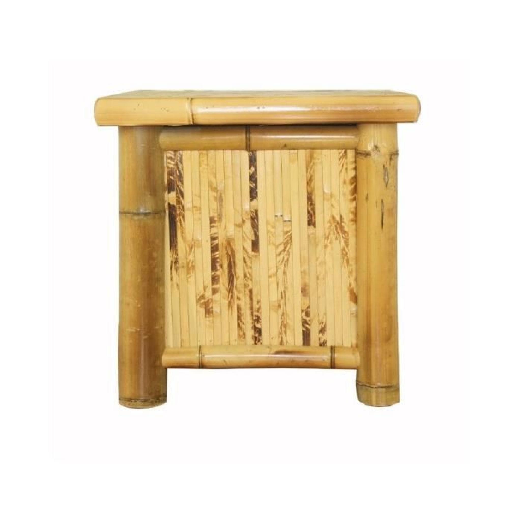 Table de chevet / nuit en bambou couleur brun verni 40x45x40 cm MOC06002 pas cher