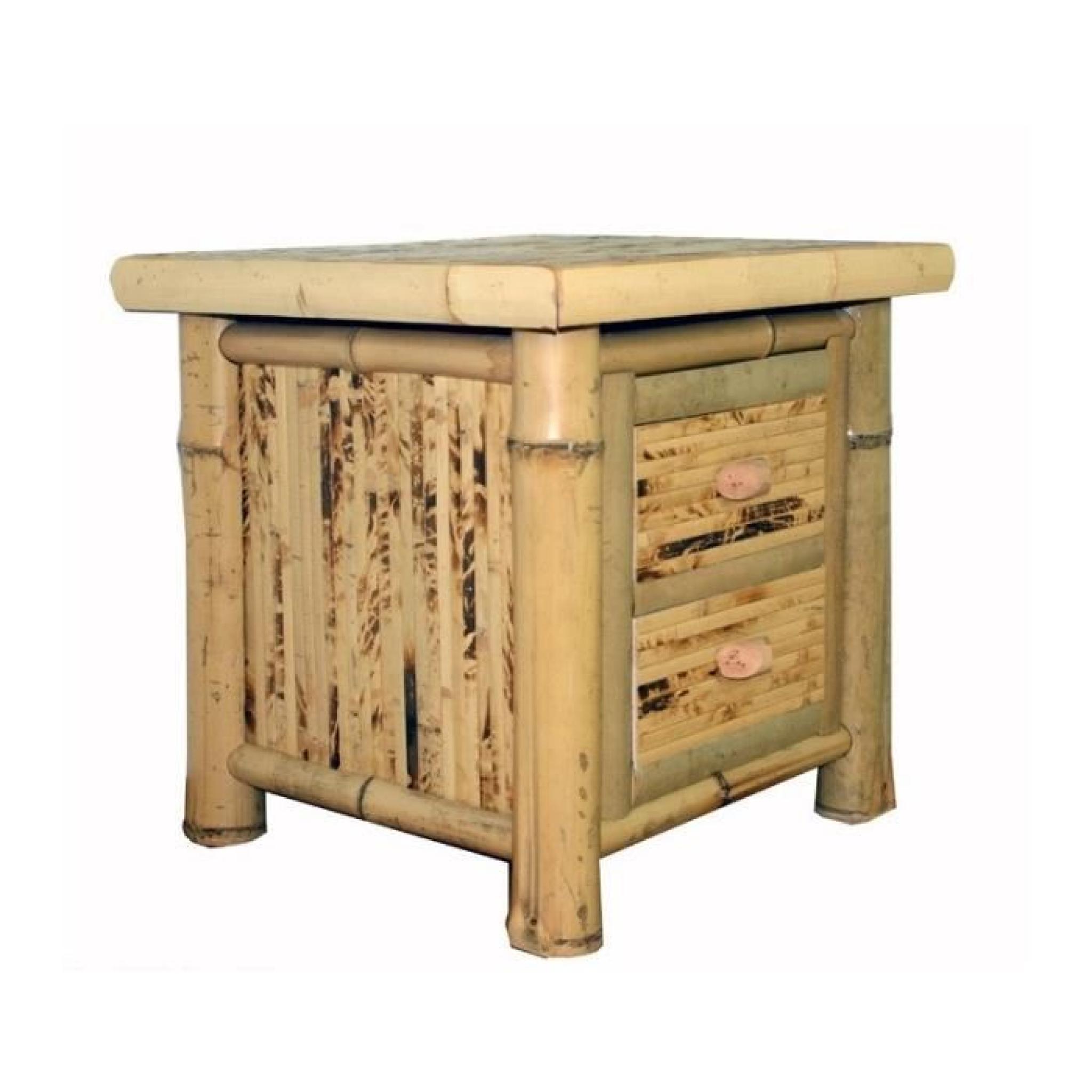 Table de chevet / nuit en bambou couleur naturel 40x45x40 cm MOC06001