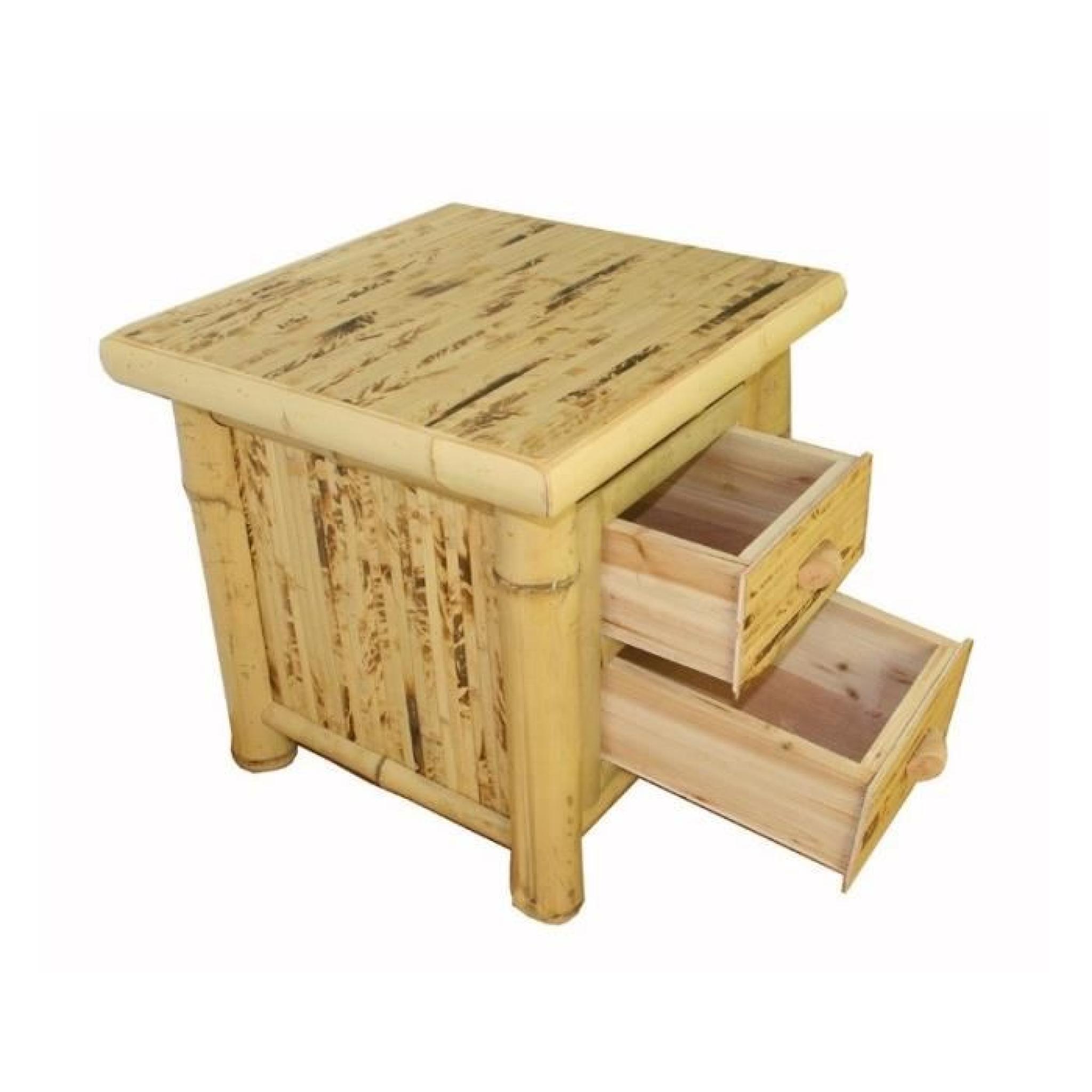 Table de chevet / nuit en bambou couleur naturel 40x45x40 cm MOC06001 pas cher