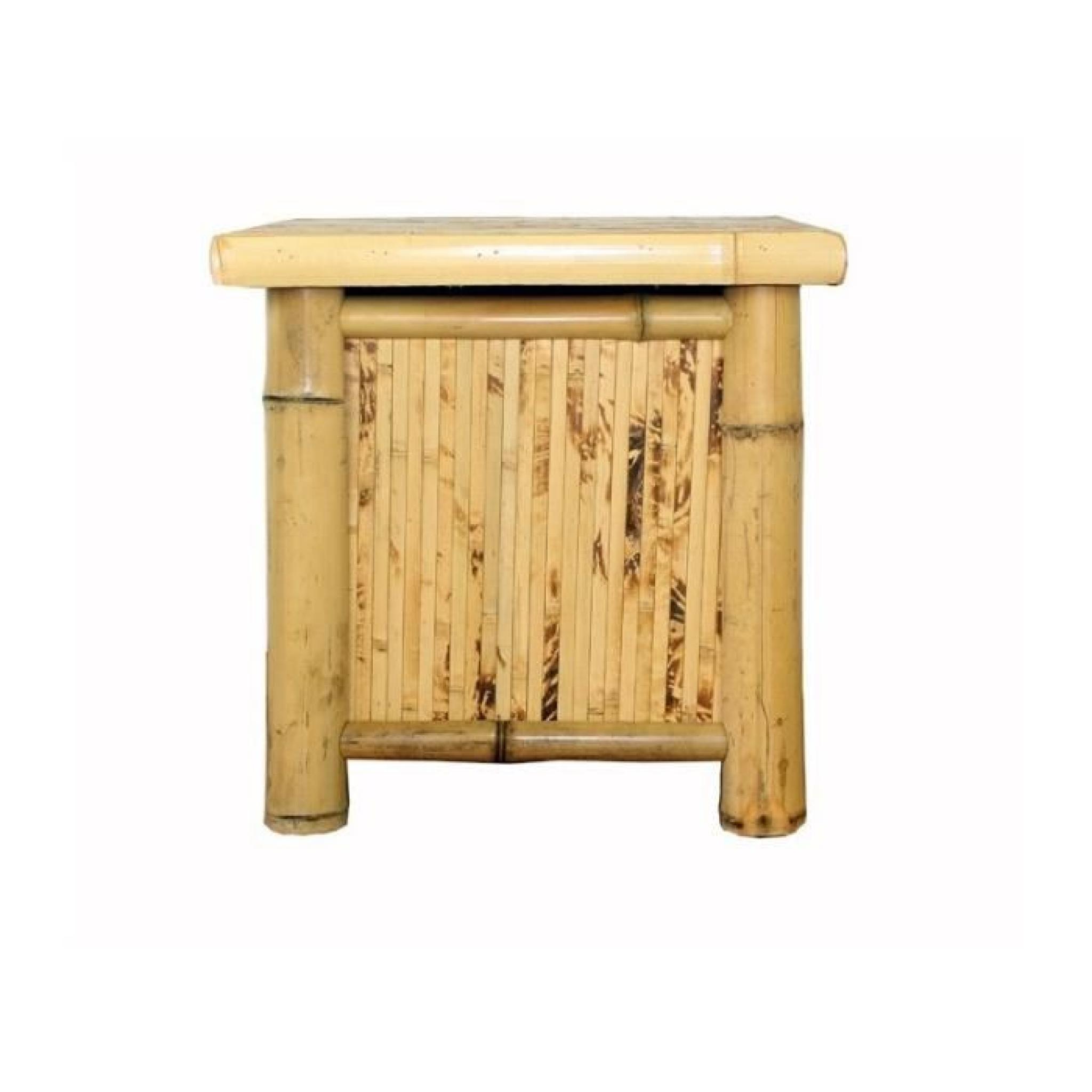 Table de chevet / nuit en bambou couleur naturel 40x45x40 cm MOC06001 pas cher