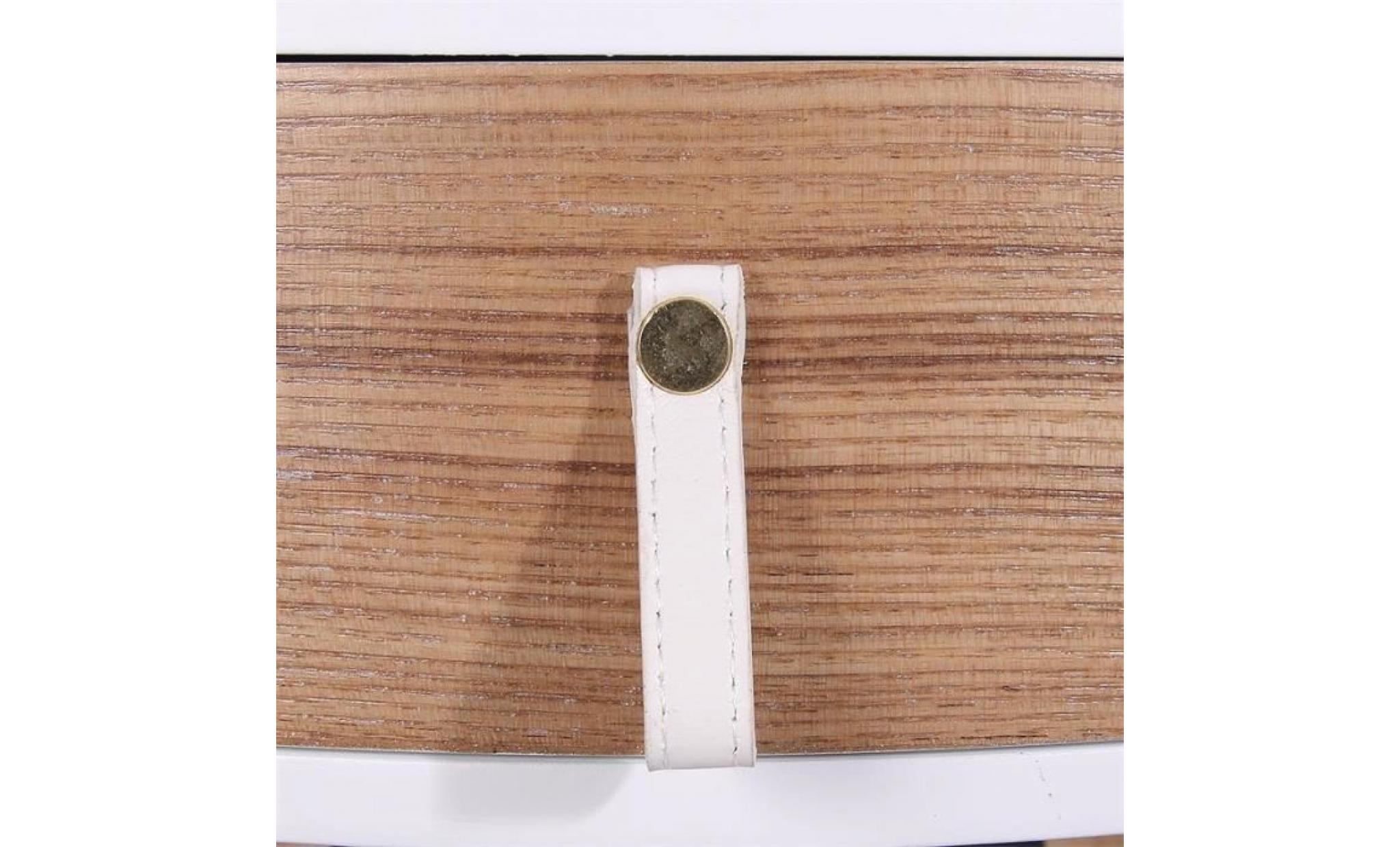 table de chevet ronde en bois avec tiroir   nora   d 34,5 x 47 cm   blanc beige pas cher