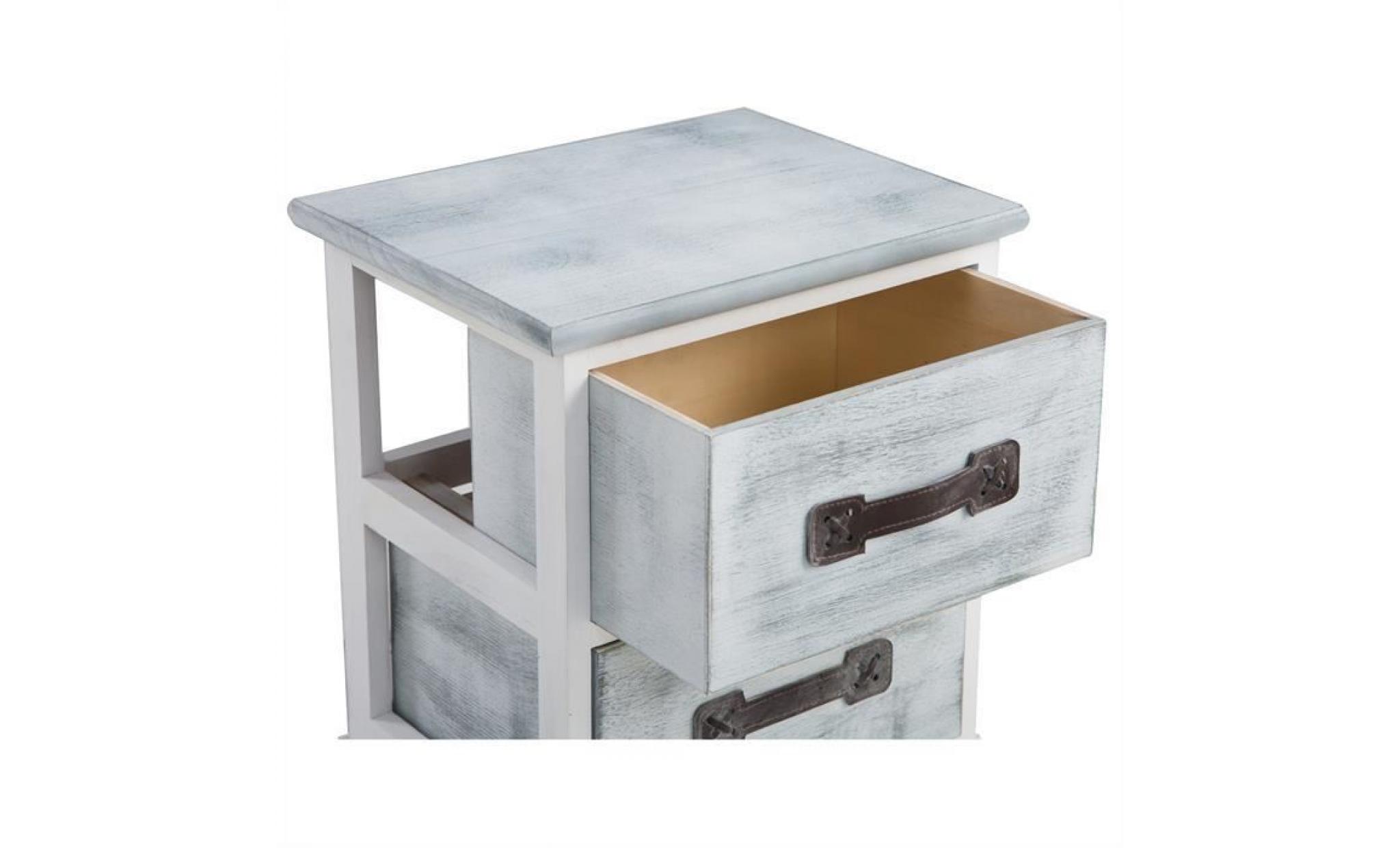 table de chevet salerno table de nuit 2 tiroirs en bois de paulownia style shabby chic vintage vieilli gris blanc pas cher
