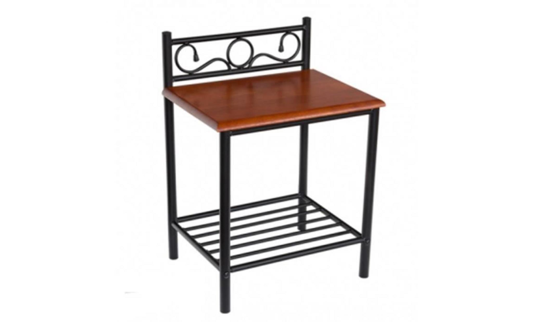 table de chevet st62 en bois brun et pieds en métal noir, dim: h64 x l45 x p35 cm