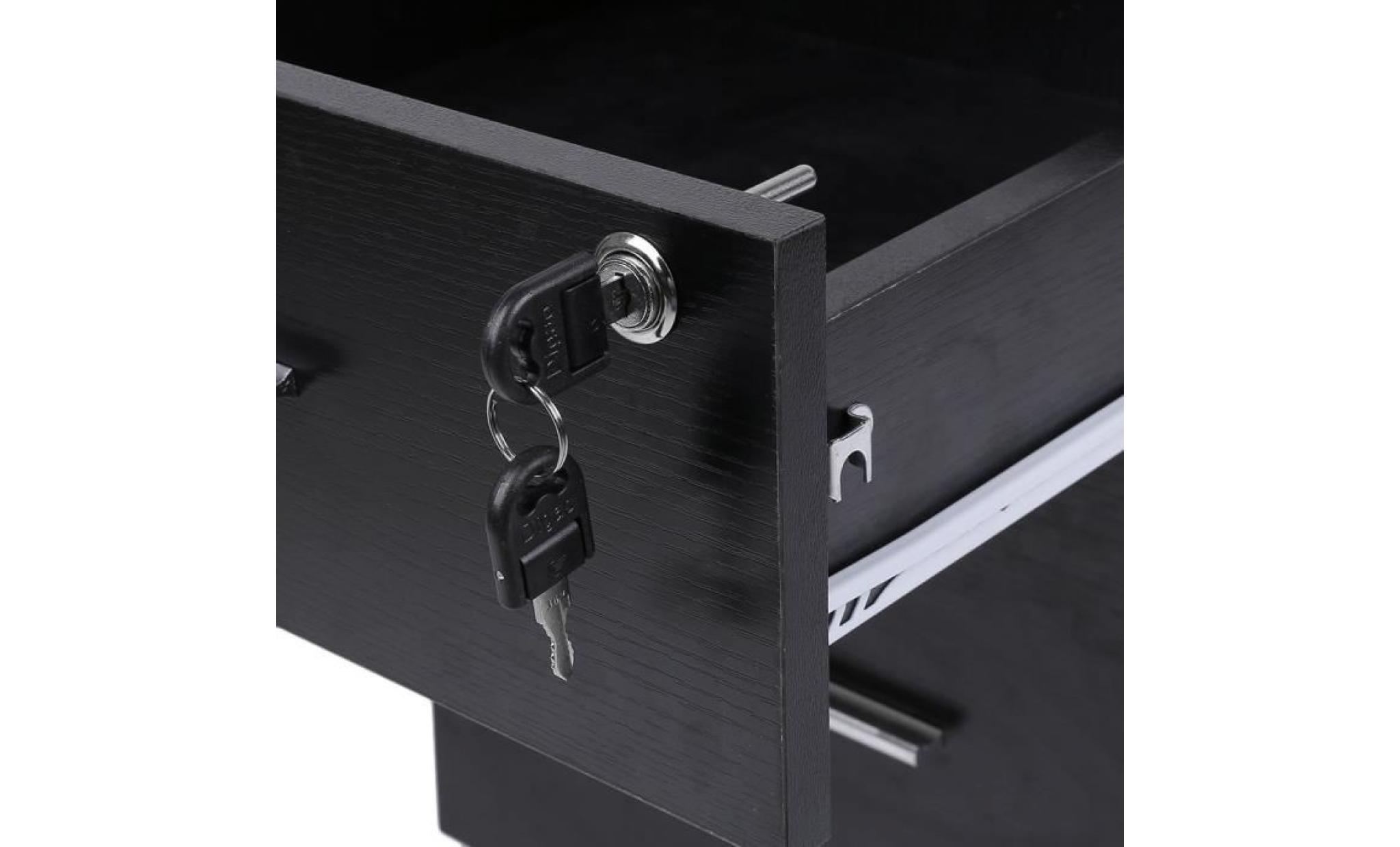 table de chevet stockage de dossier de meubles de bureau et à la maison avec 2 tiroirs et 4 roues démontables noir pas cher