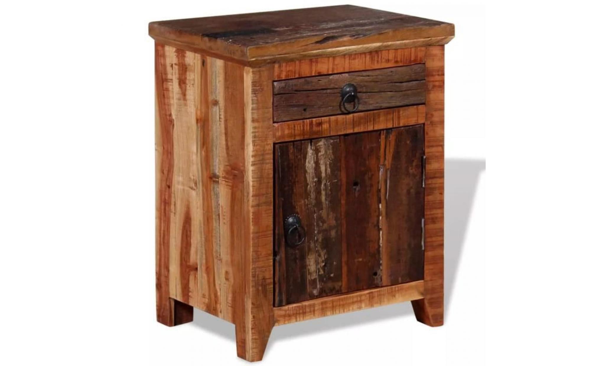 table de chevet table de nuit armoire bois d'acacia massif 40 x 30 x 53 cm pas cher