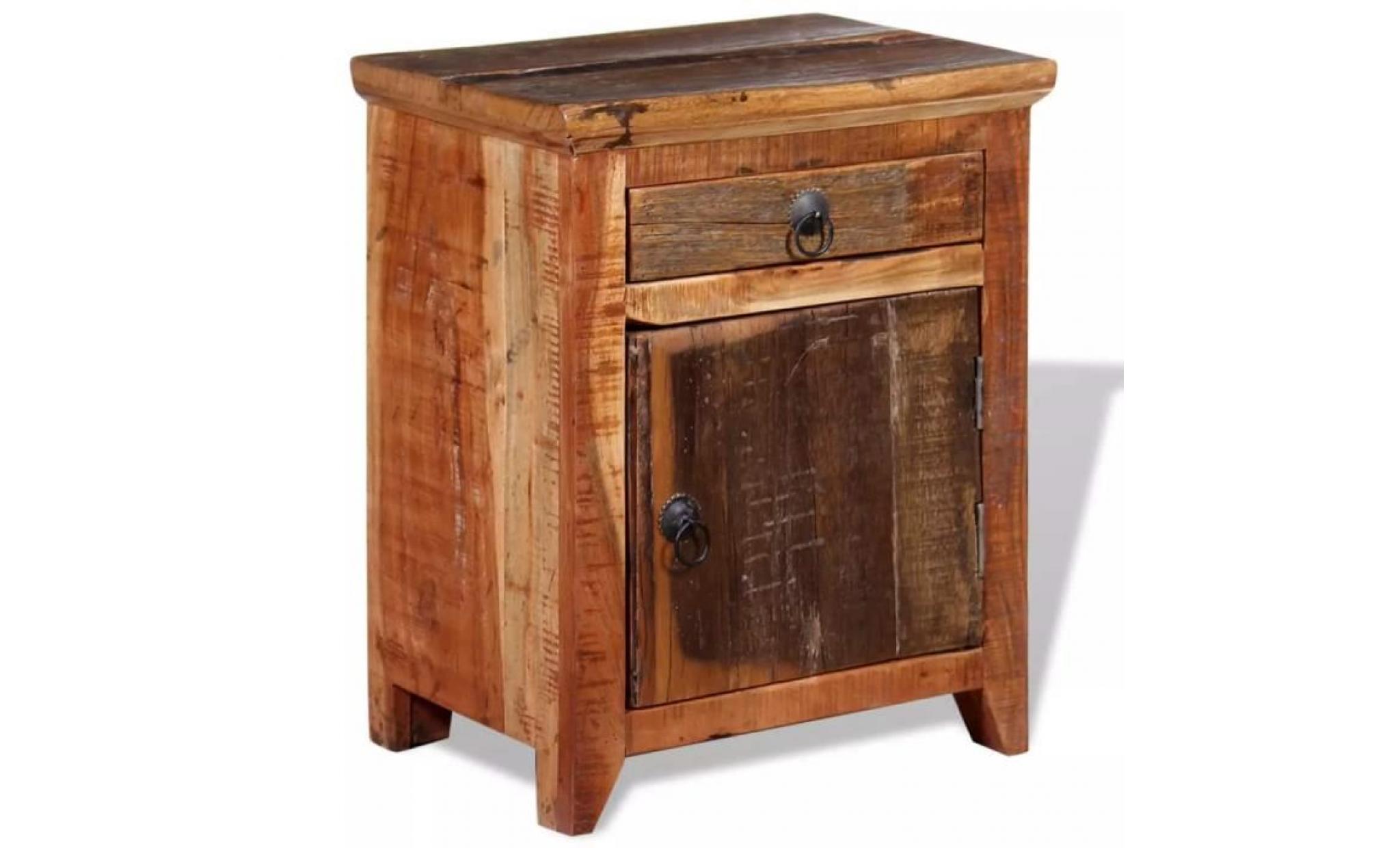 table de chevet table de nuit armoire bois d'acacia et bois de traverses 40 x 30 x 50 cm pas cher