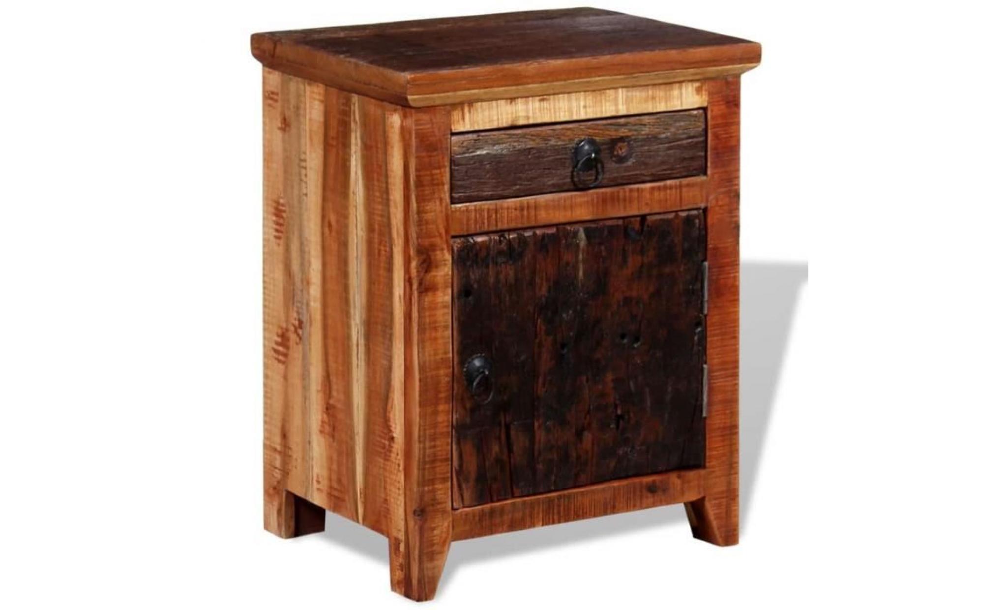 table de chevet table de nuit armoire bois d'acacia et bois de traverses 40 x 30 x 50 cm pas cher