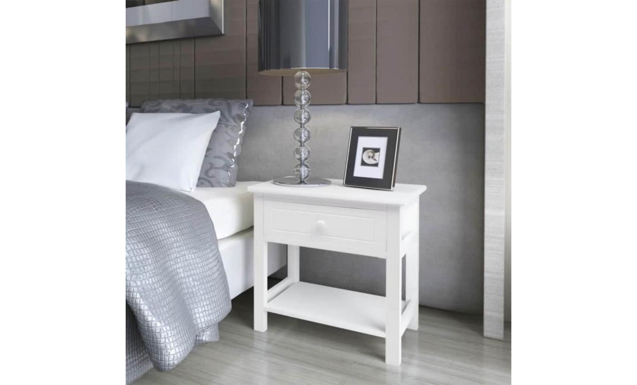 table de chevet table de nuit avec 1 tiroir bois blanc 40 x 29 x 42 cm