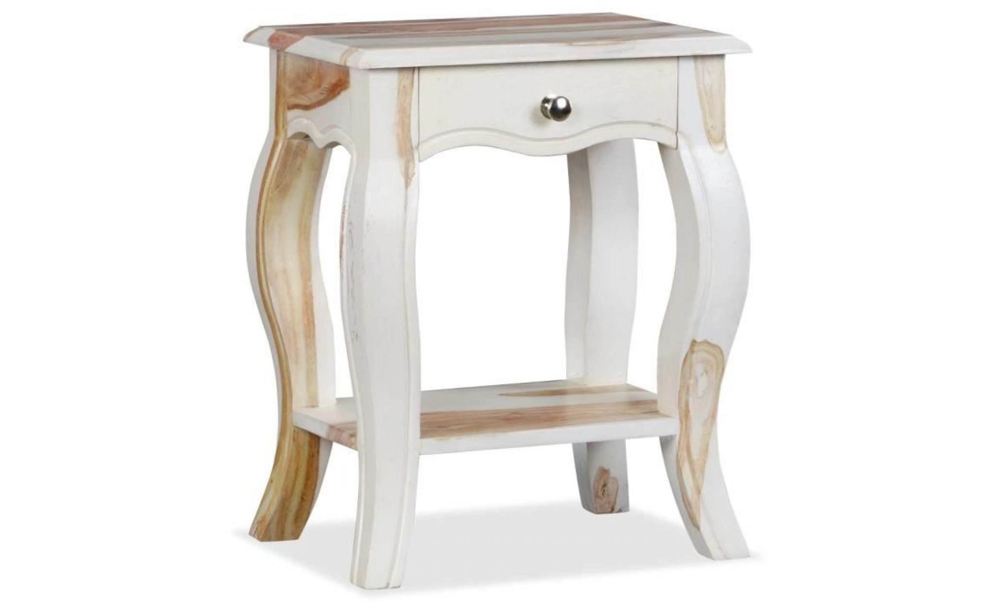 table de chevet table de nuit avec 1 tiroir bois massif de sesham 40 x 30 x 50 cm