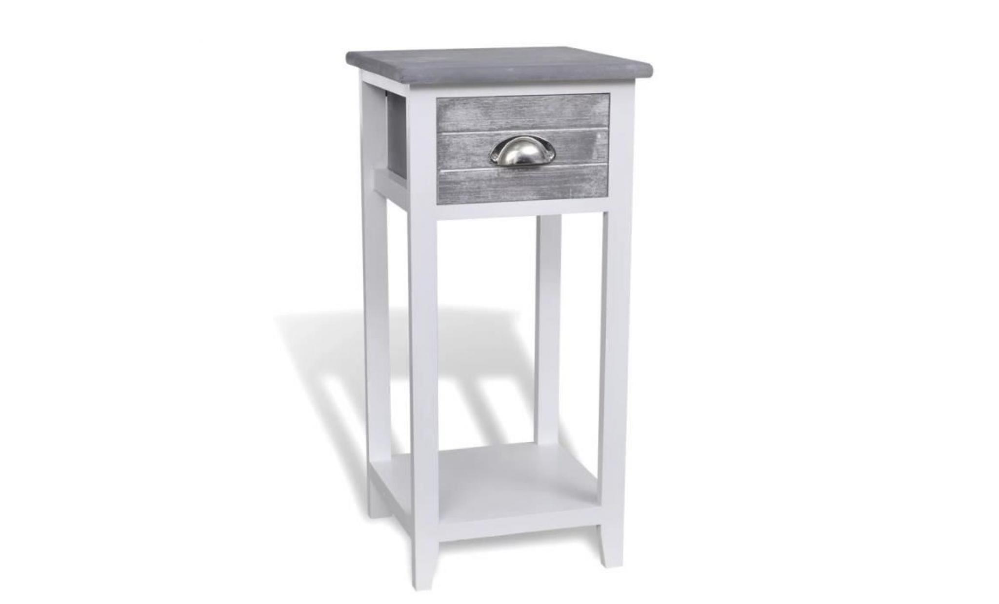 table de chevet table de nuit avec 1 tiroir gris et blanc 30 x 30 x 63 cm pas cher