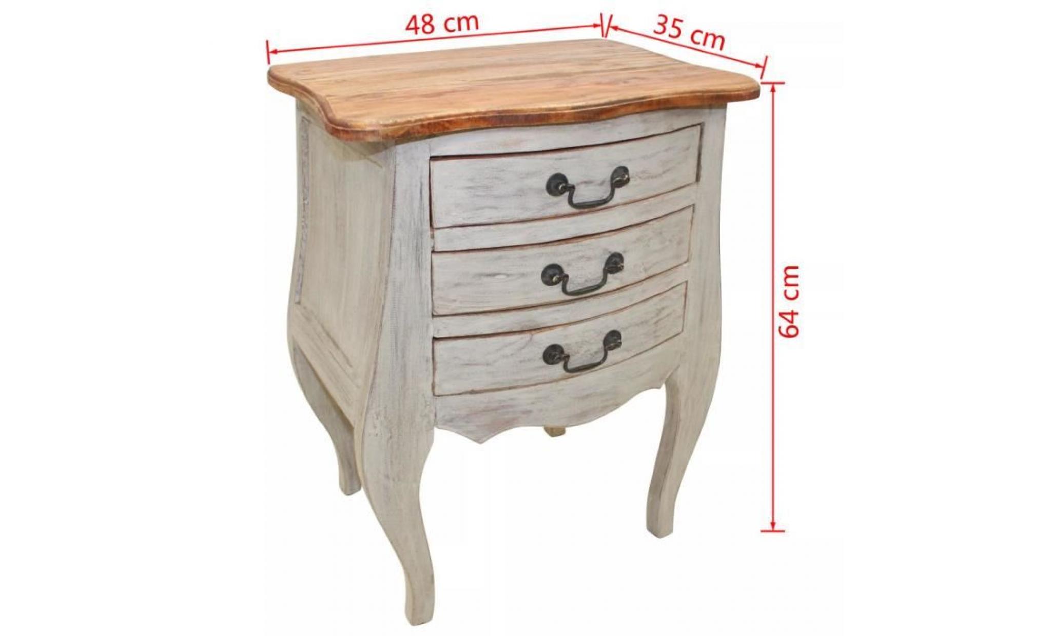 table de chevet table de nuit bois de récupération 48 x 35 x 64 cm massif meuble table console pas cher