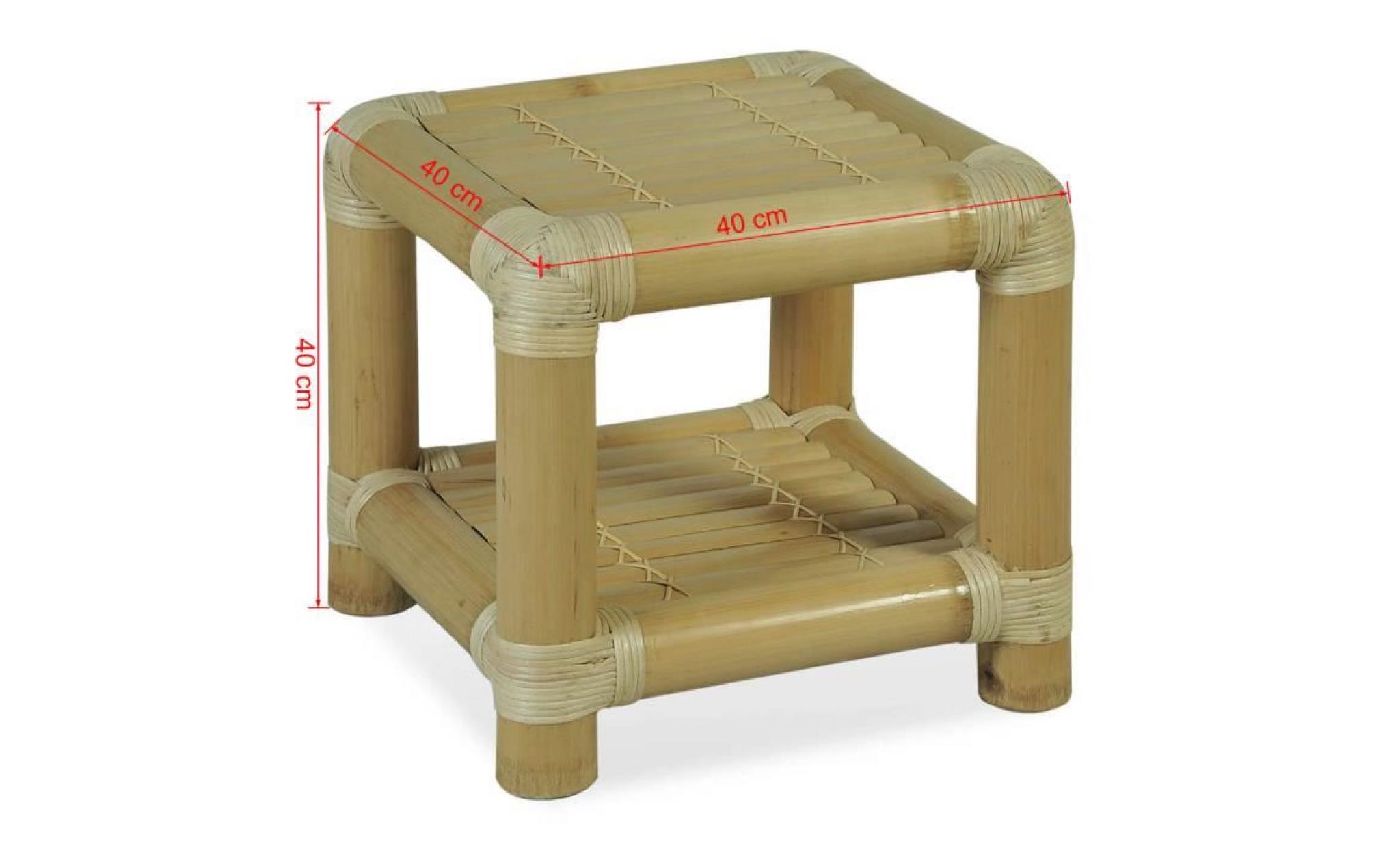 table de chevet table de nuit meuble 40 x 40 x 40 cm bambou naturel scandinave contemporain pas cher