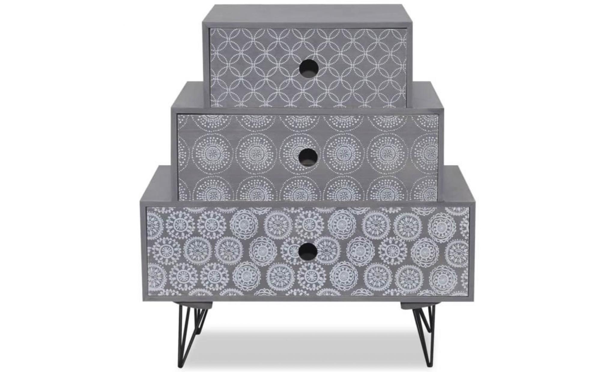 table de chevet table de nuit scandinave avec 3 tiroirs gris pas cher