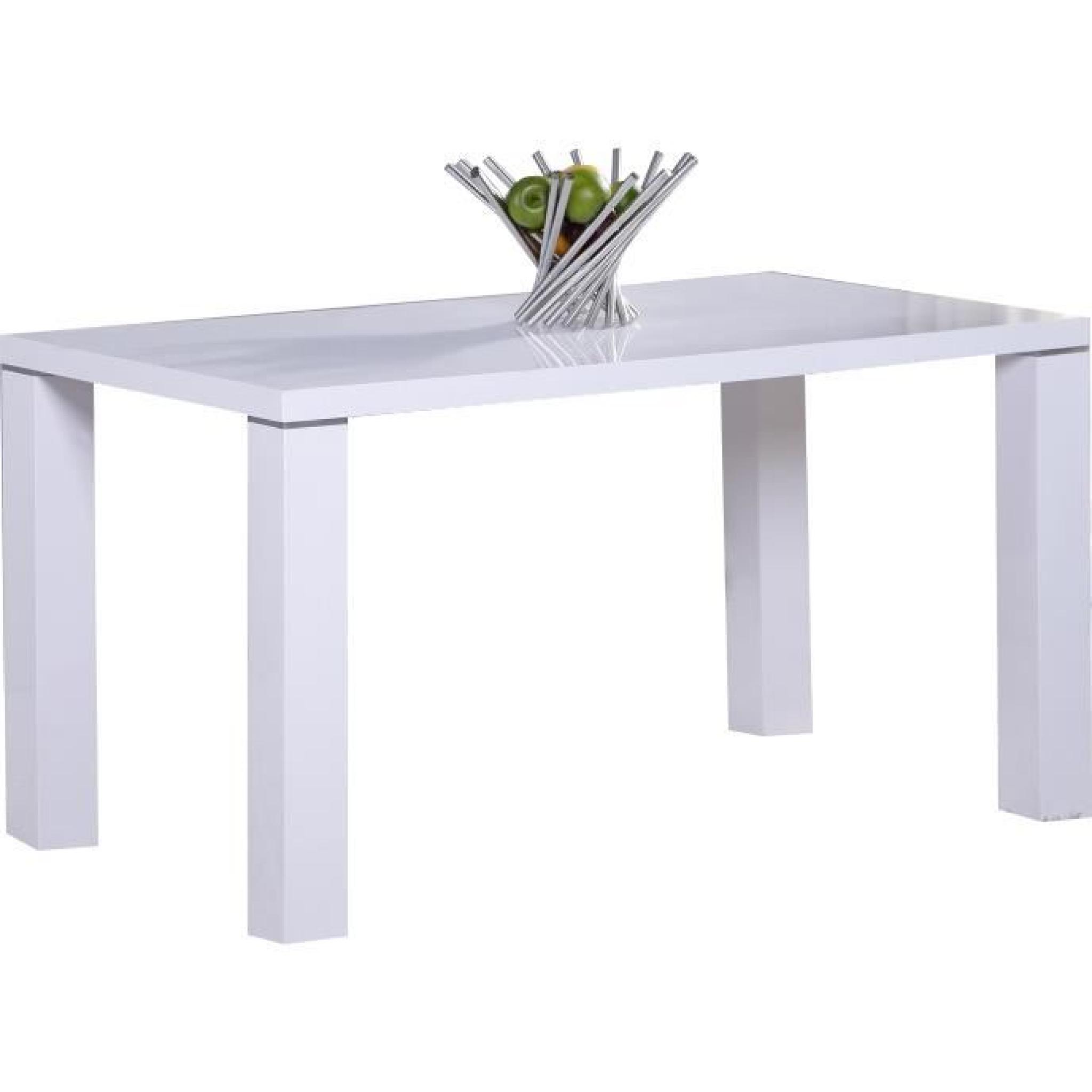 Table de cuisine 130 cm rectangulaire blanc design