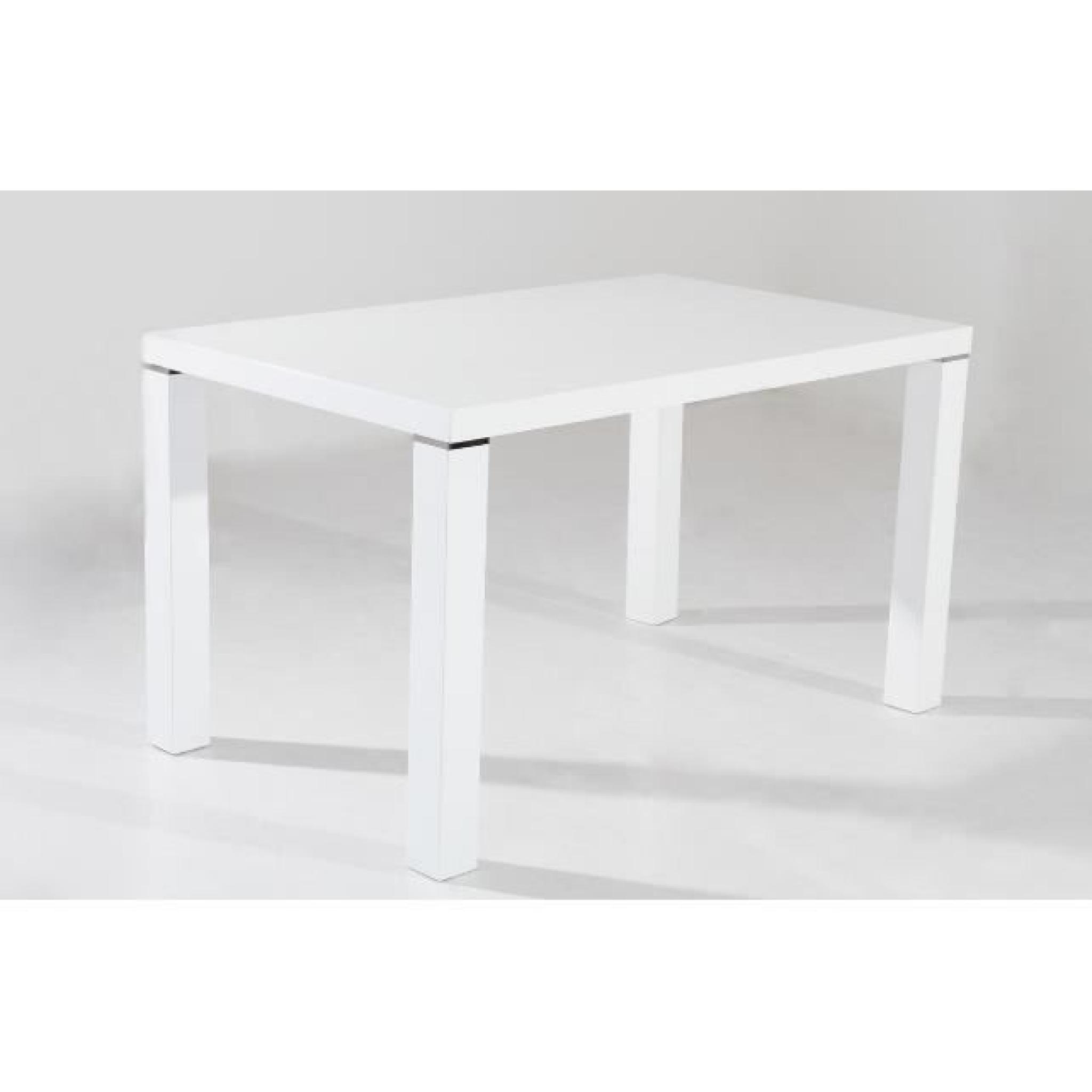 Table de cuisine 130 cm rectangulaire blanc design pas cher