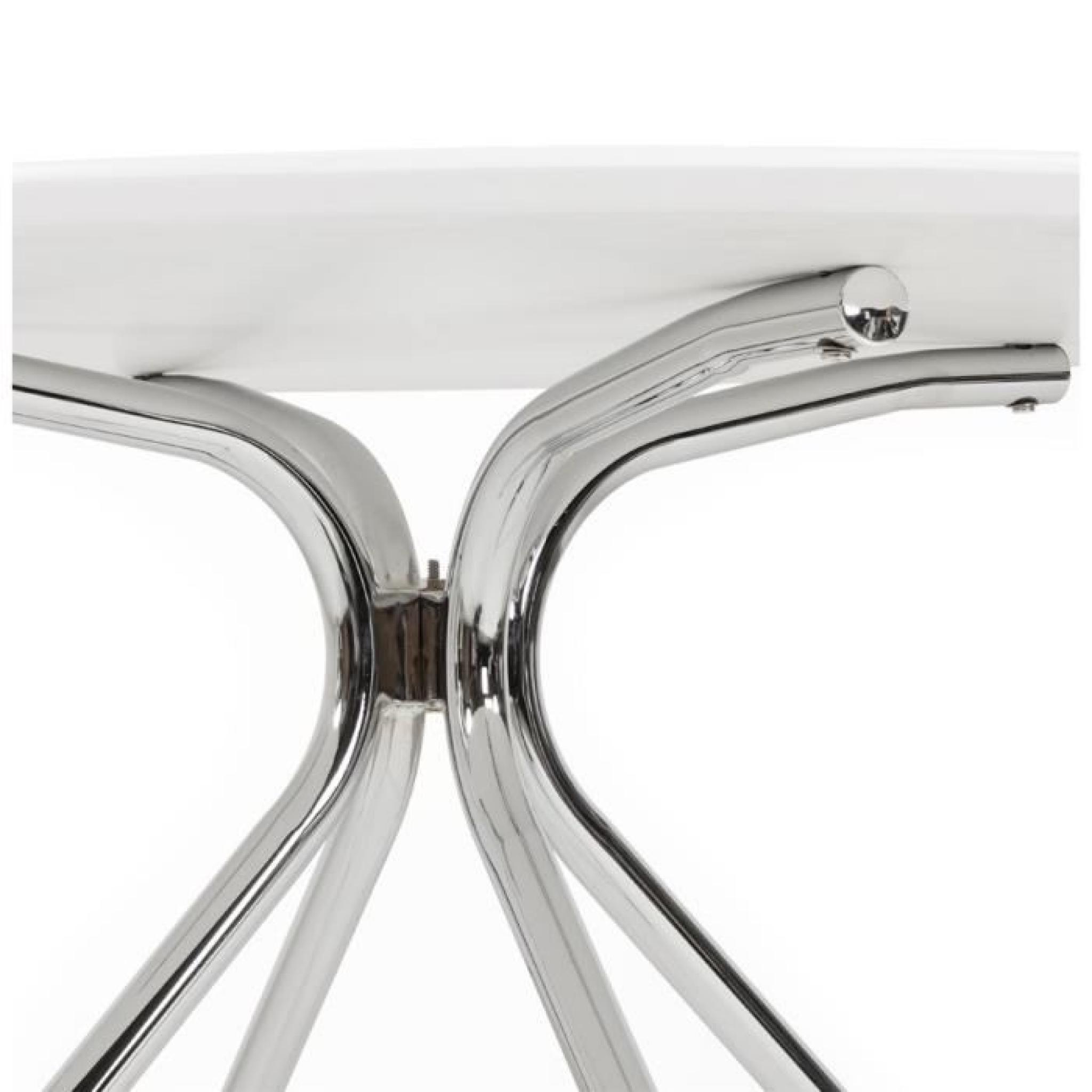 TABLE DE CUISINE 'GRIF WHITE' RONDE BLANCHE DESIGN pas cher