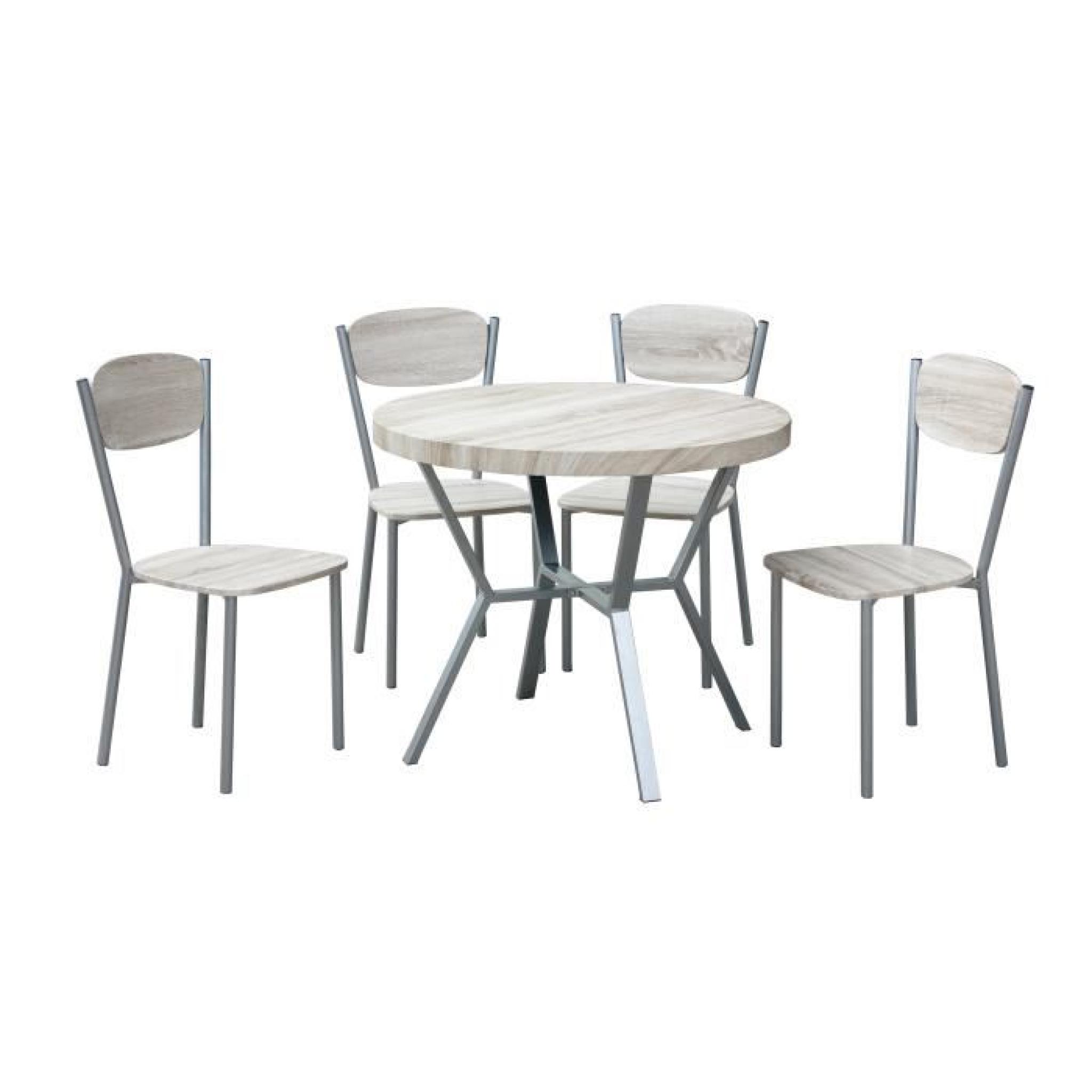 Table de cuisine ronde métal + 4 chaises POITIERS 