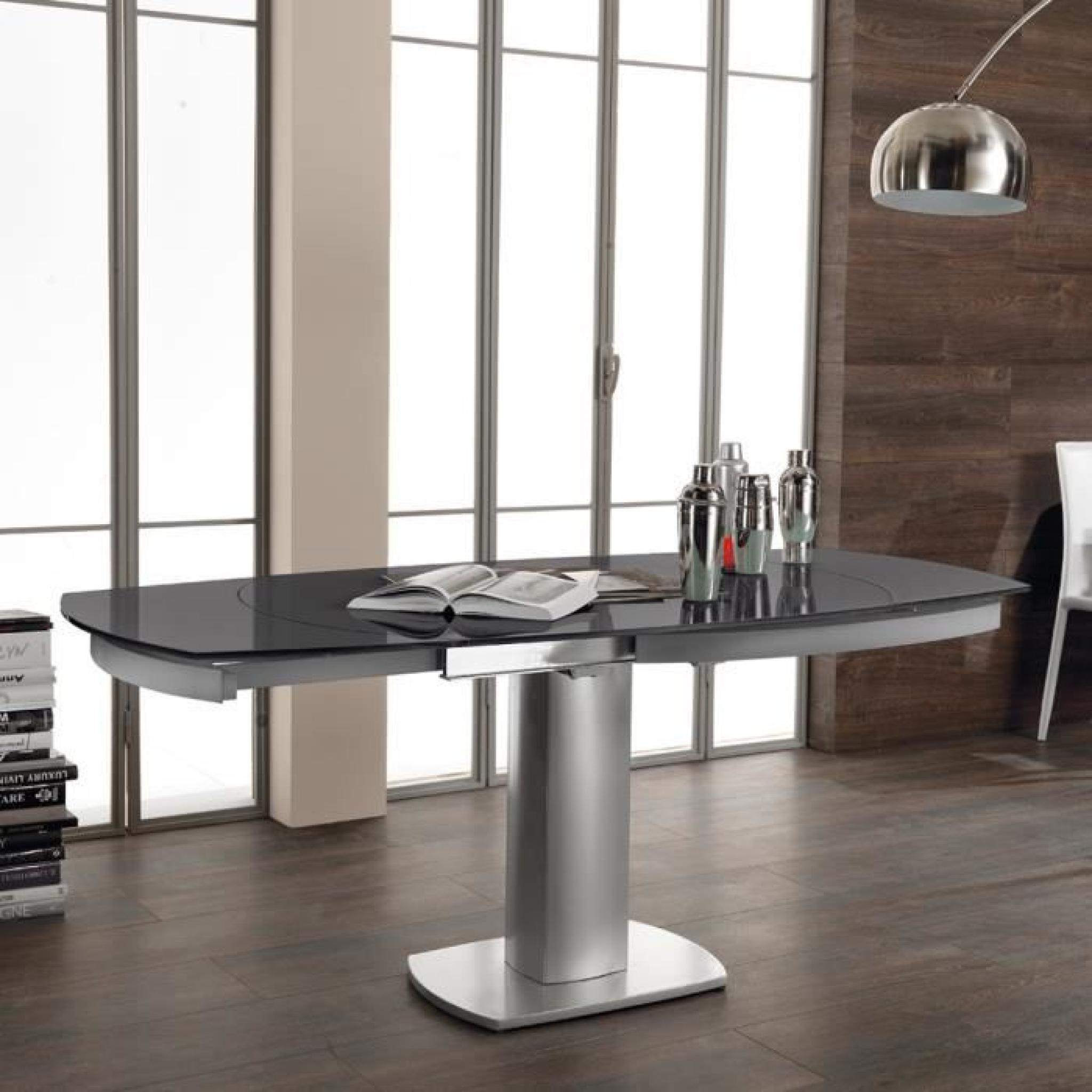 Table de design moderne en métal et verre Japan-gris pas cher