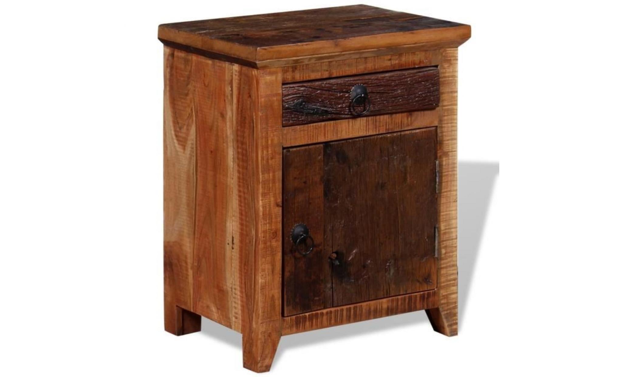 table de nuit meuble de chevet table de chevet bois d'acacia et bois de traverses