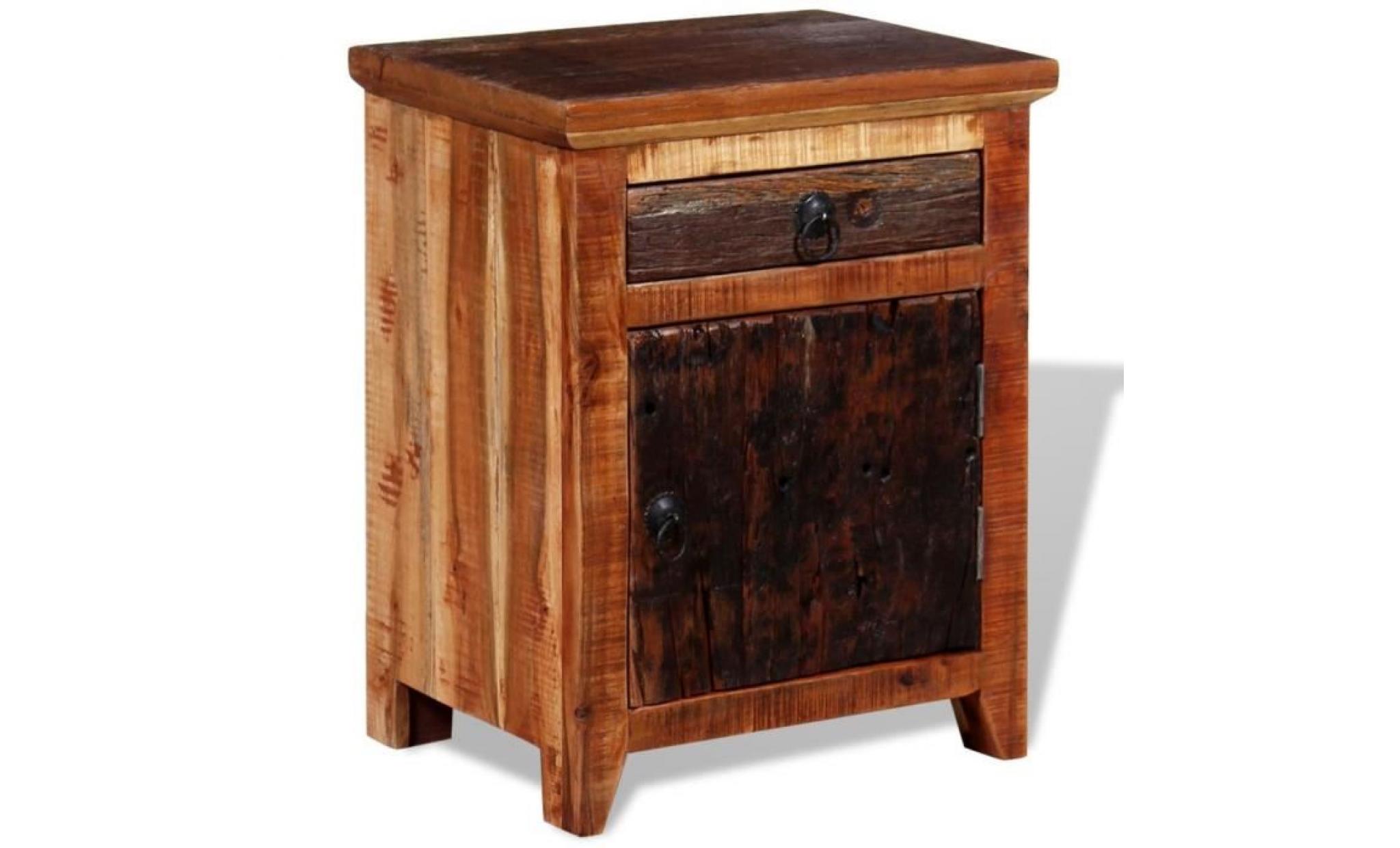 table de nuit meuble de chevet table de chevet bois d'acacia et bois de traverses pas cher