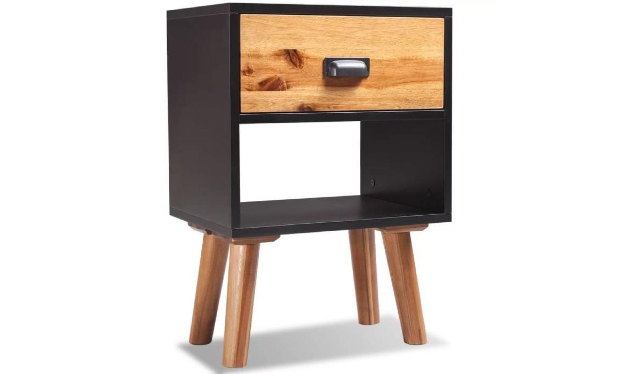 table de nuit table de chevet armoire à tiroir chevet bois d'acacia massif table de chevet 40 x 30 x 58 cm
