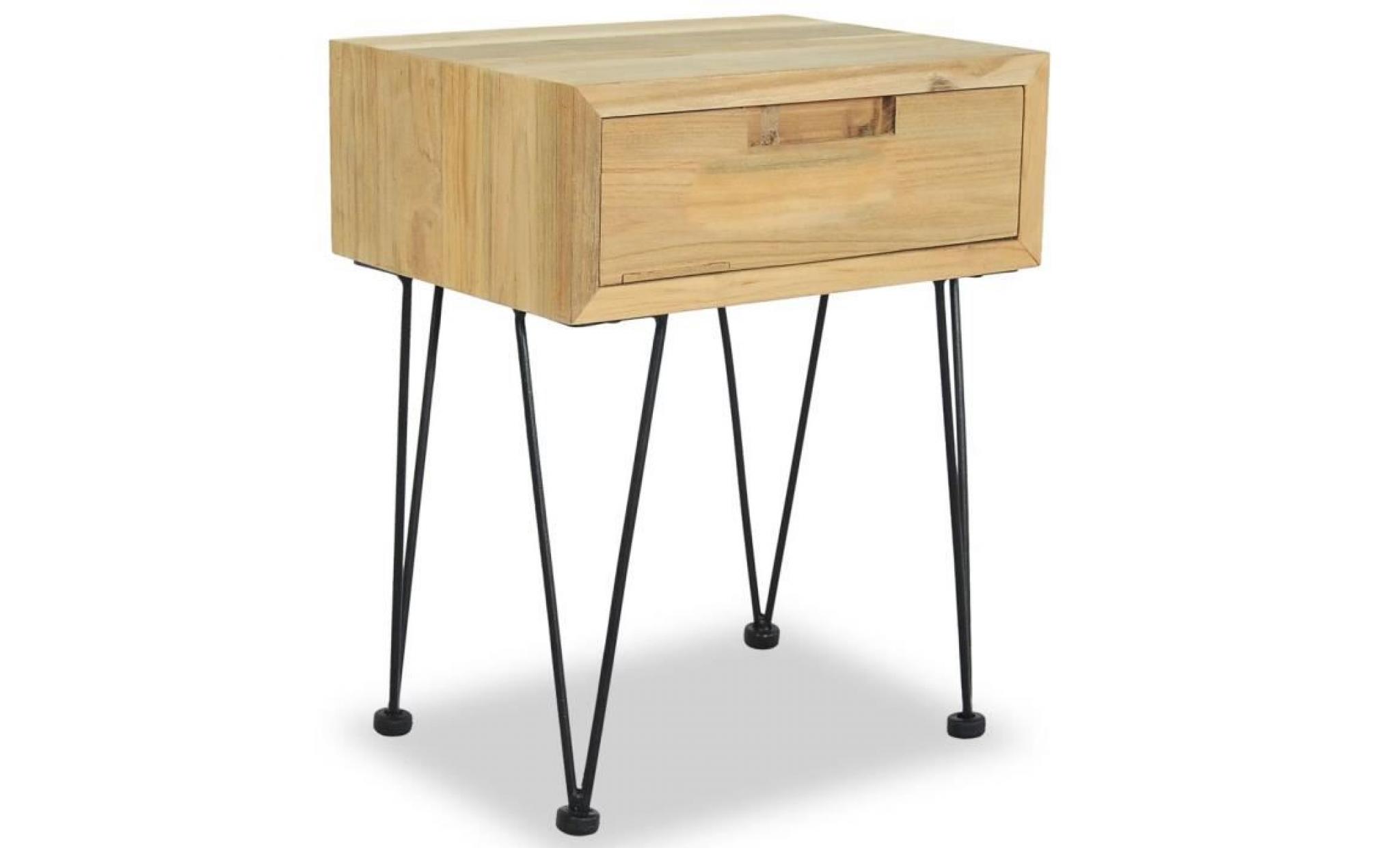 table de nuit table de chevet meuble de chevet armoire à titoir 40 x 30 x 50 cm teck pas cher