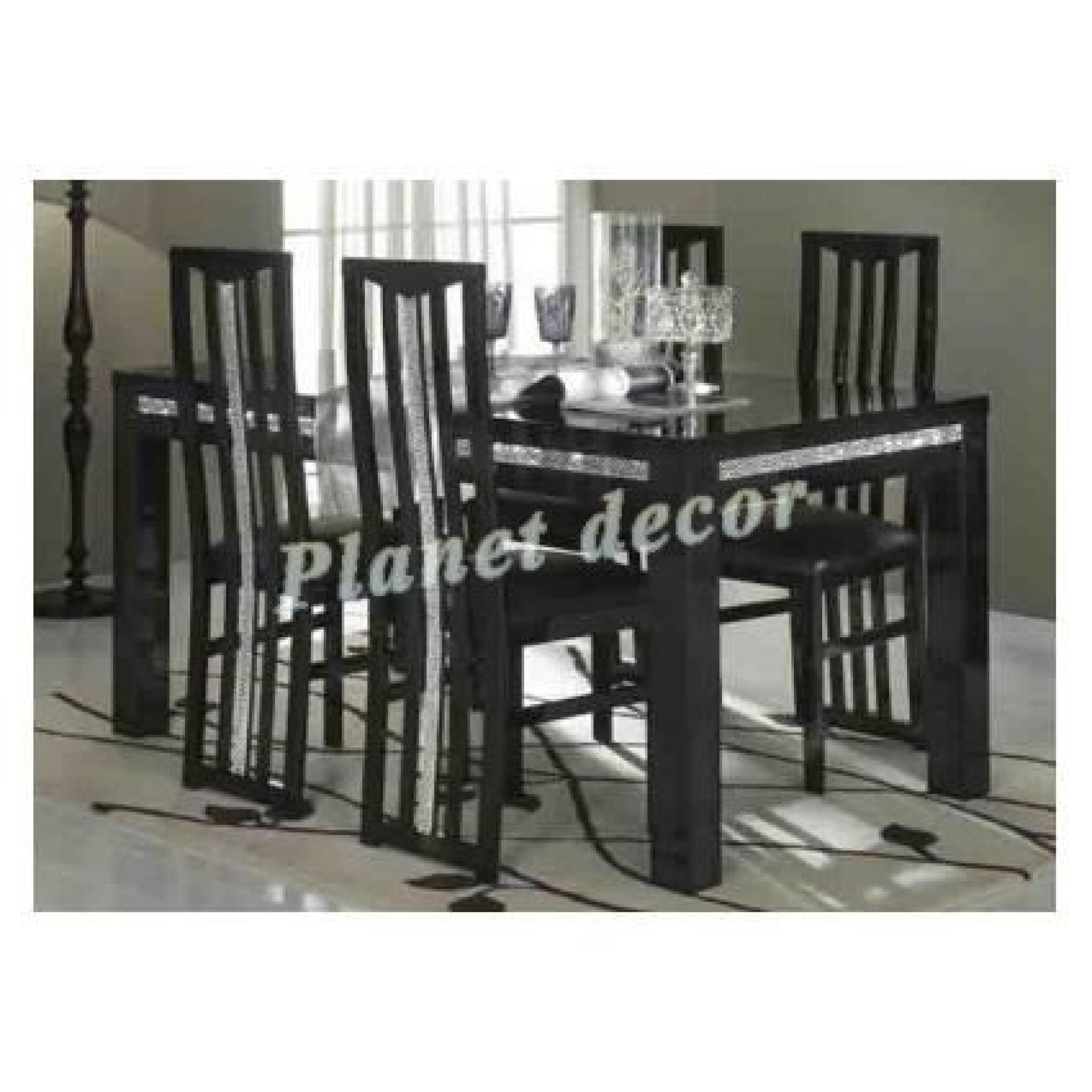 TABLE DE REPAS+4 chaises CROMO LAQUE Noir 160 cm