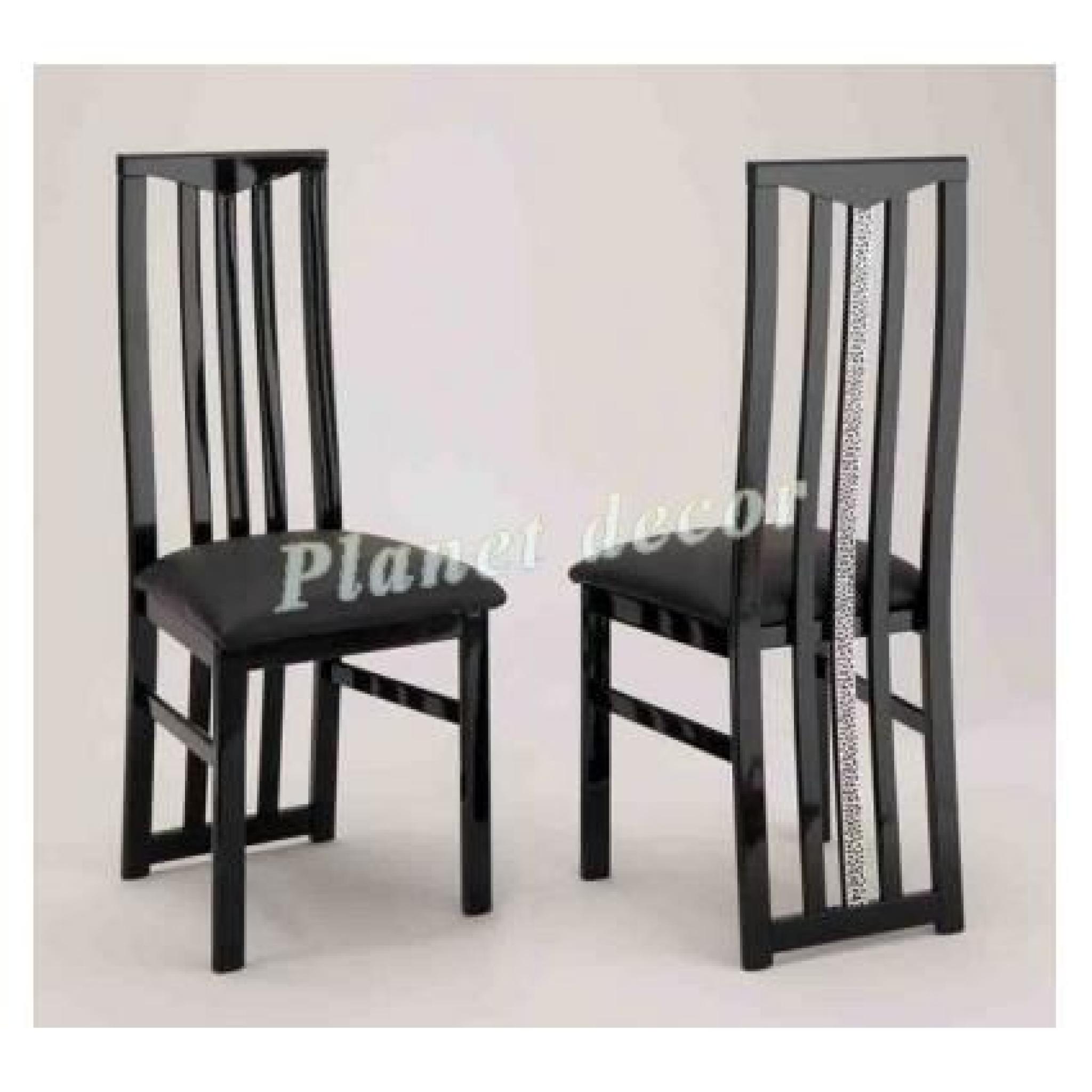 TABLE DE REPAS+4 chaises CROMO LAQUE Noir L190 cm pas cher