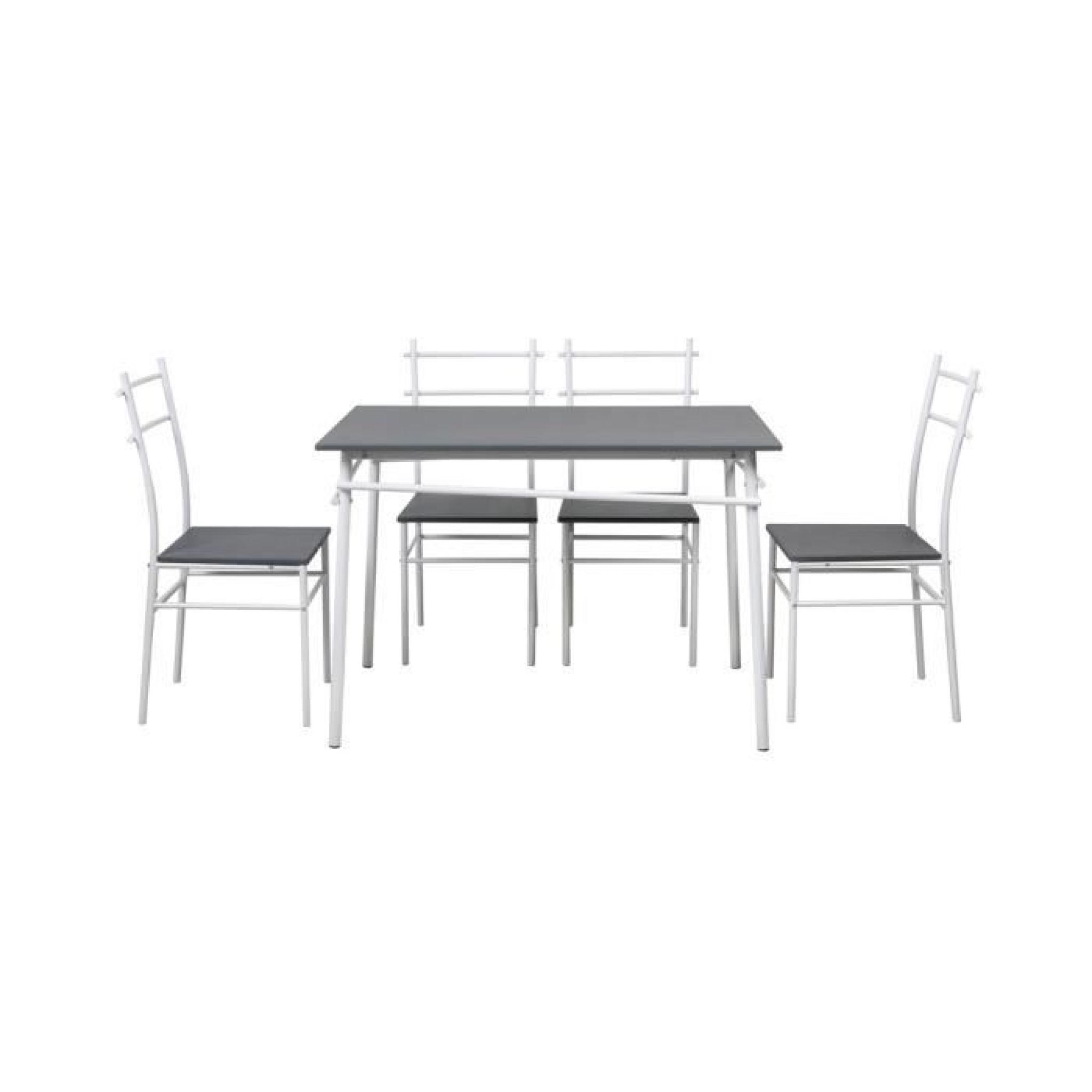 Table de repas + 4 chaises + plateau gris / PVC FAMIYA