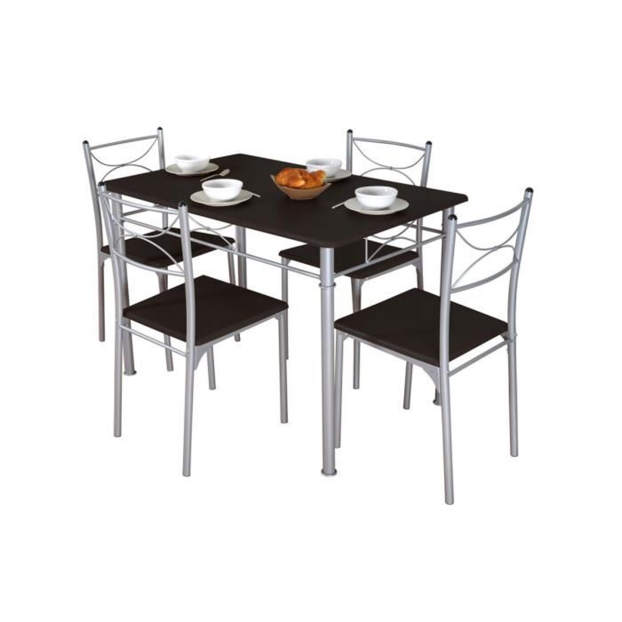 Table de repas + 4 chaises Wengé MIRELLA pas cher