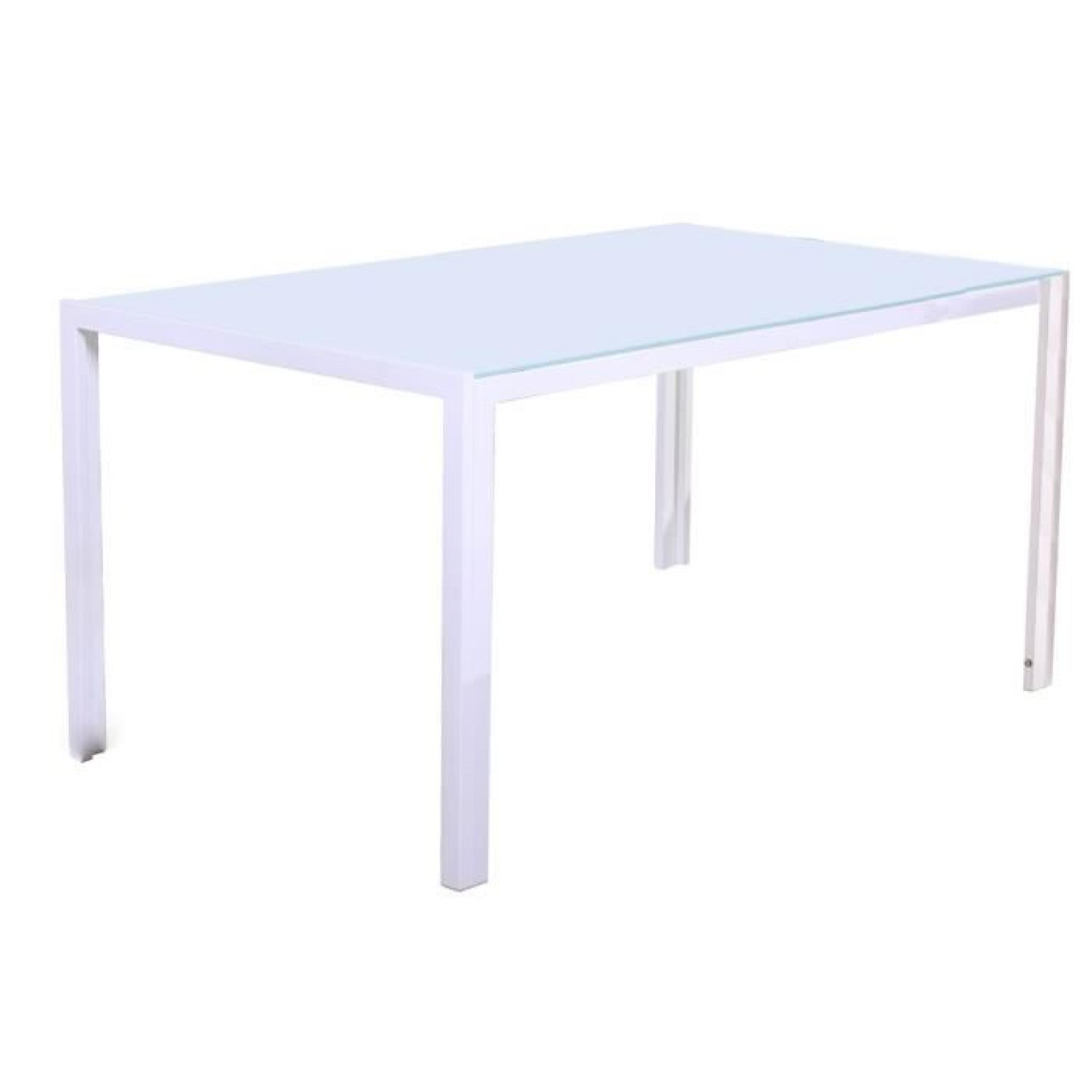 Table de repas blanche / Métal-verre grand modèle PIAFO pas cher