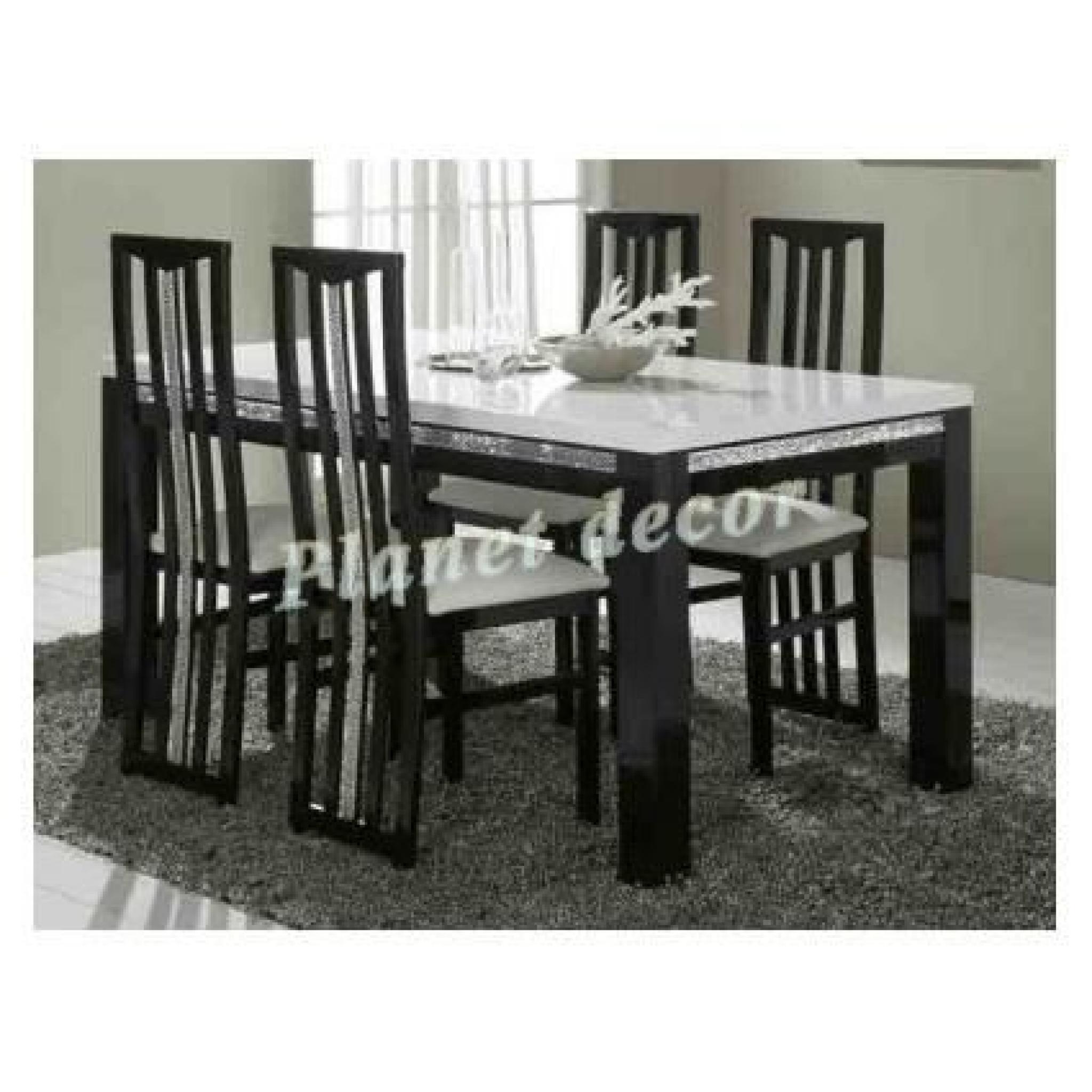 TABLE DE REPAS CROMO LAQUE BICOLORE L160 cm(sans chaises)