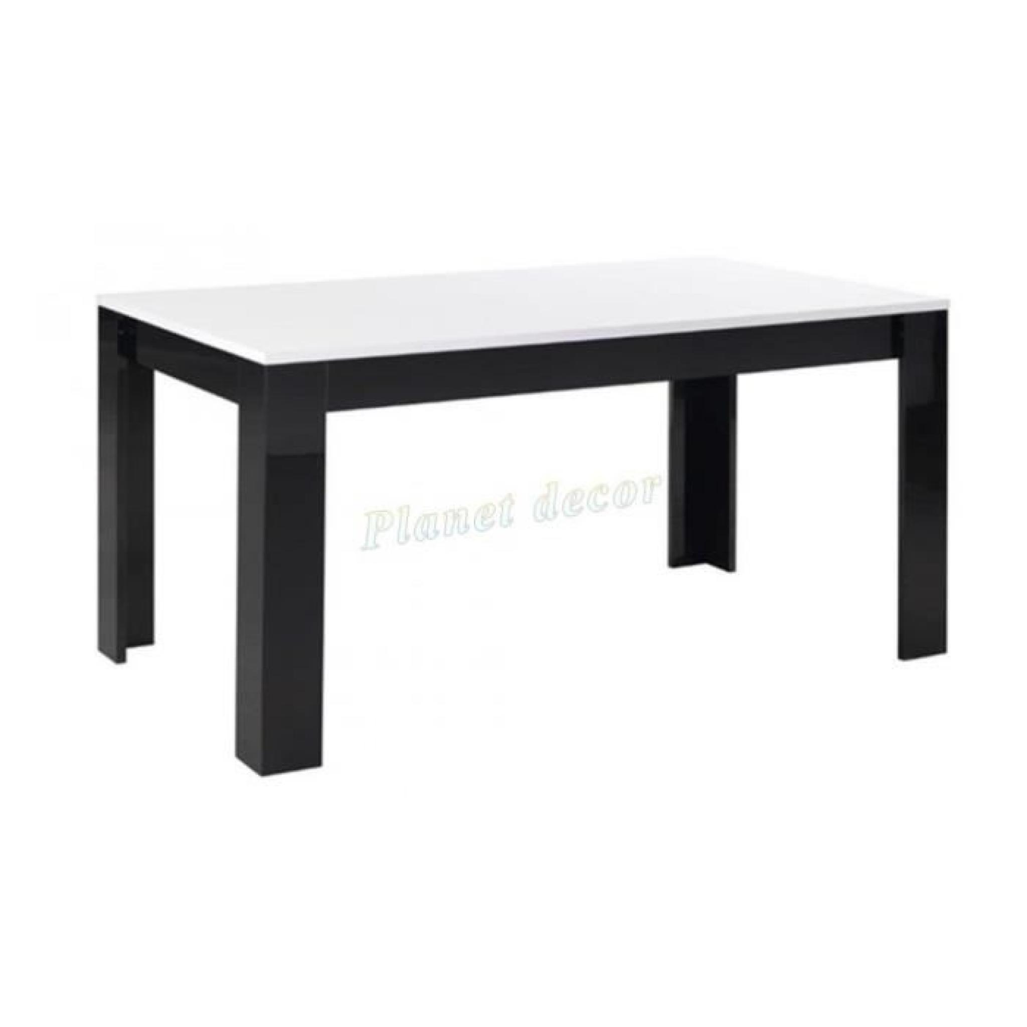 TABLE DE REPAS MODENA LAQUEE NOIR-BLANC L160cm (sans chaises)