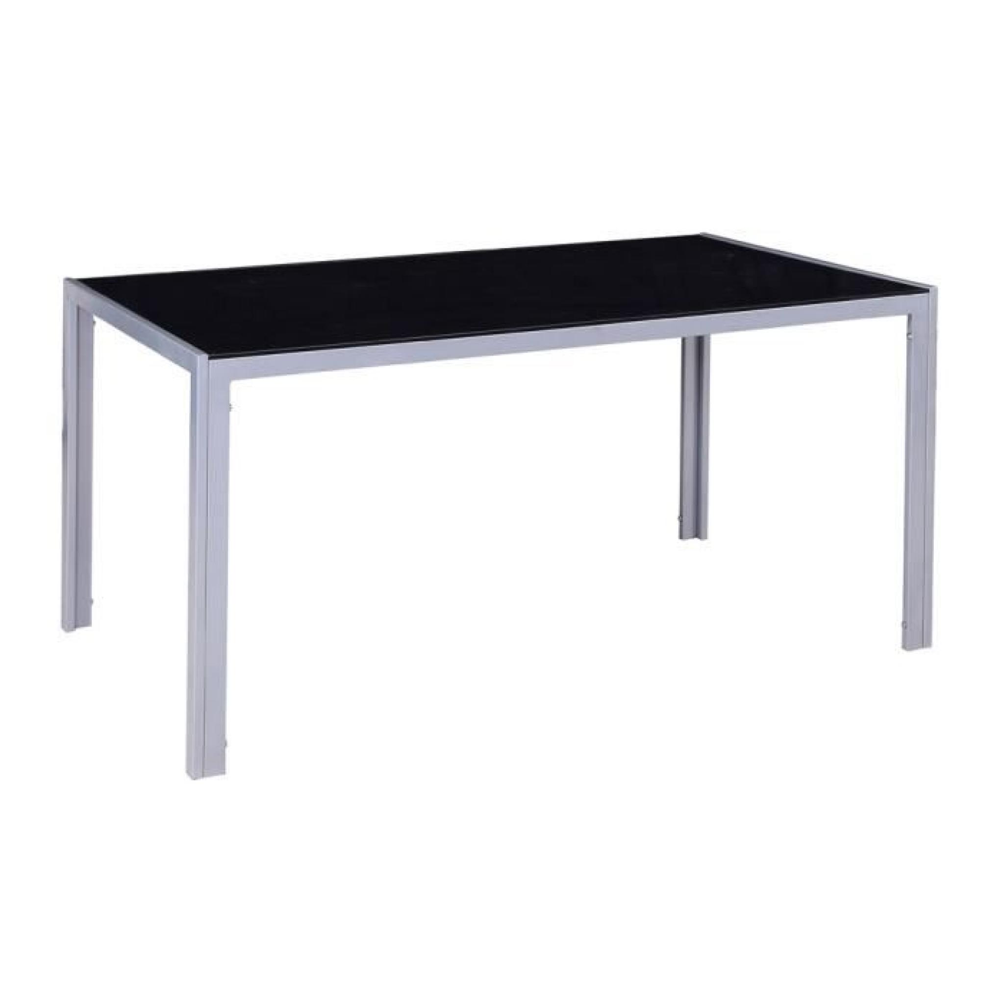 Table de repas noire / Métal-verre grand modèle PIAFO pas cher