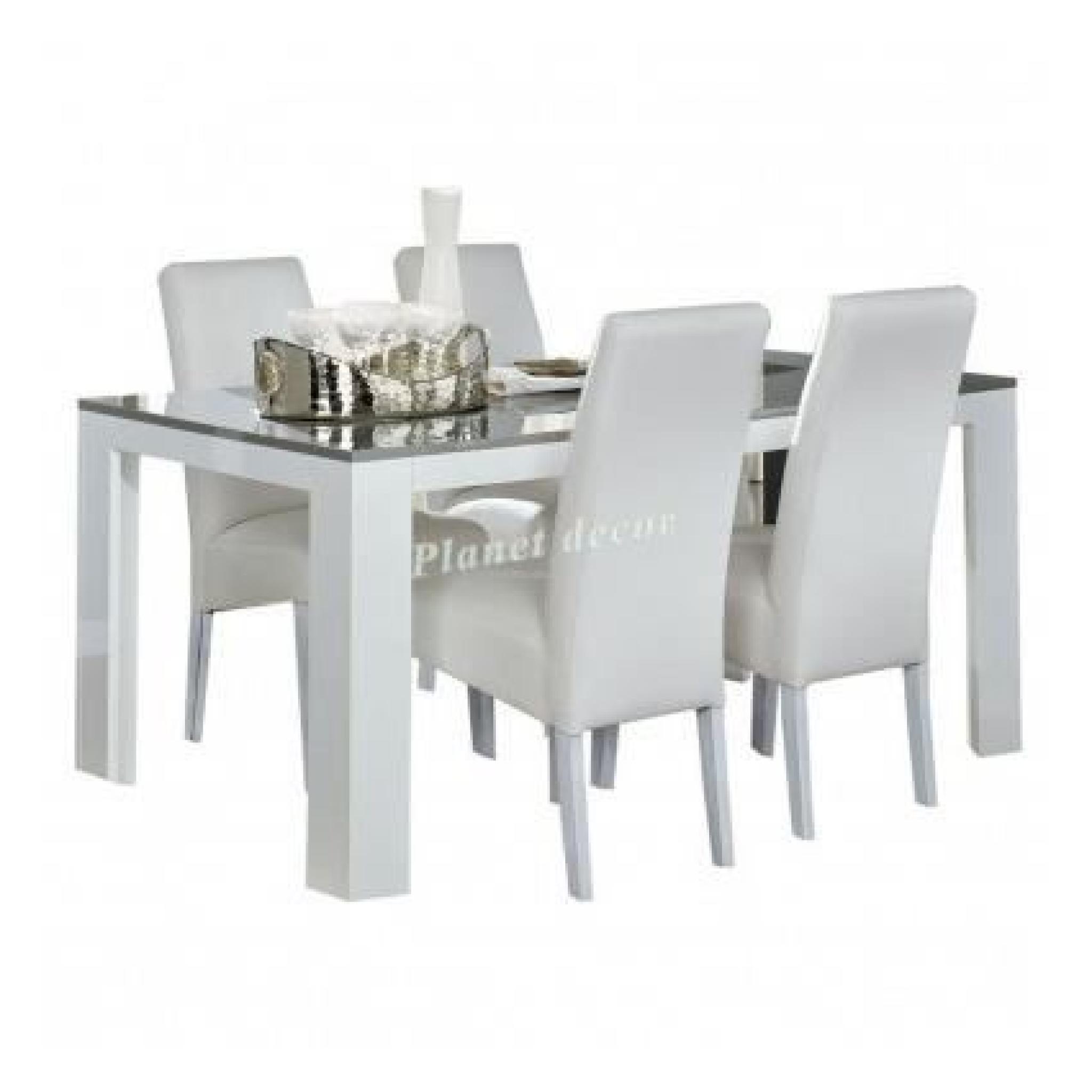 Table de repas PISA Blanc-Gris L.160 cm(sans chaises)