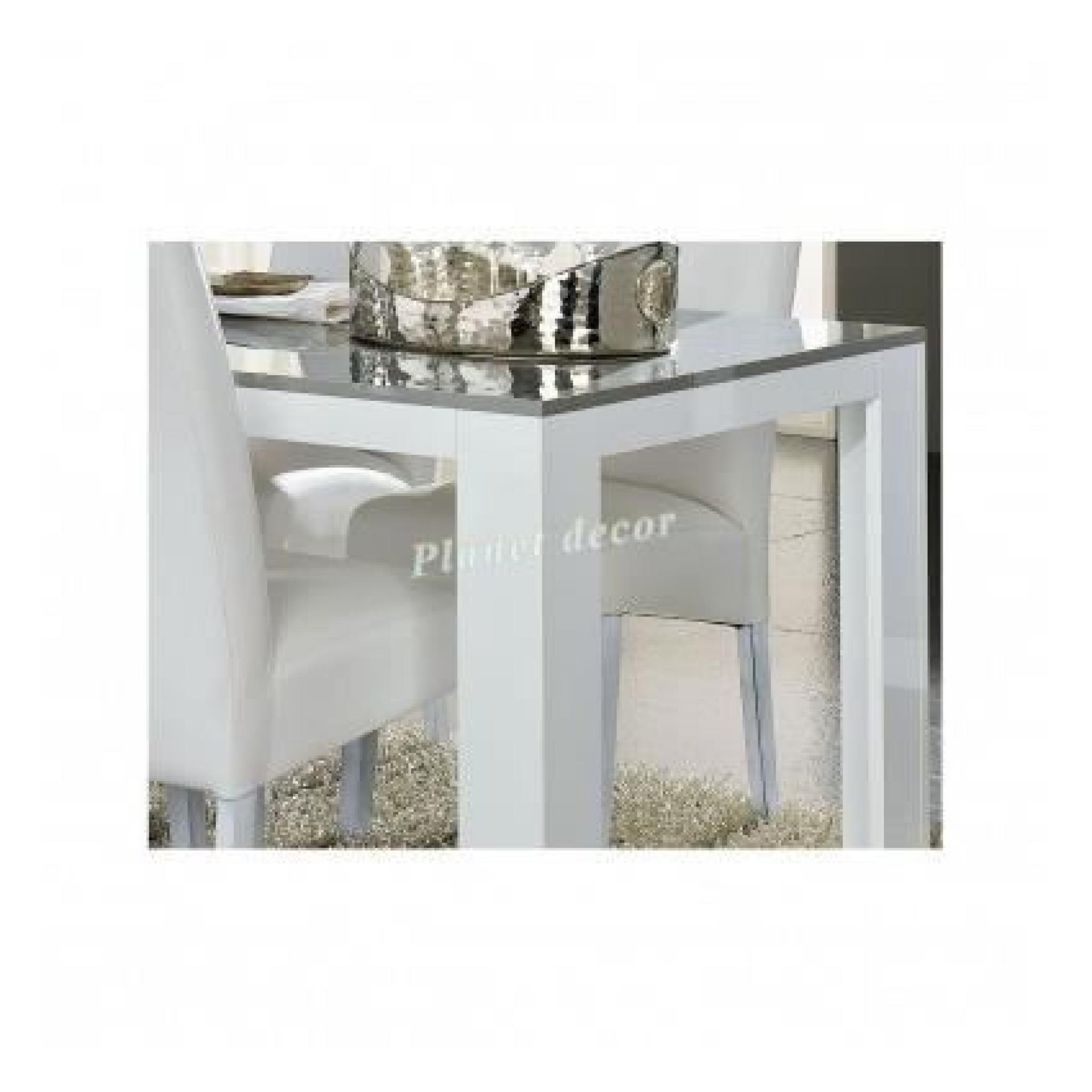 Table de repas PISA Blanc-Gris L.160 cm(sans chaises) pas cher