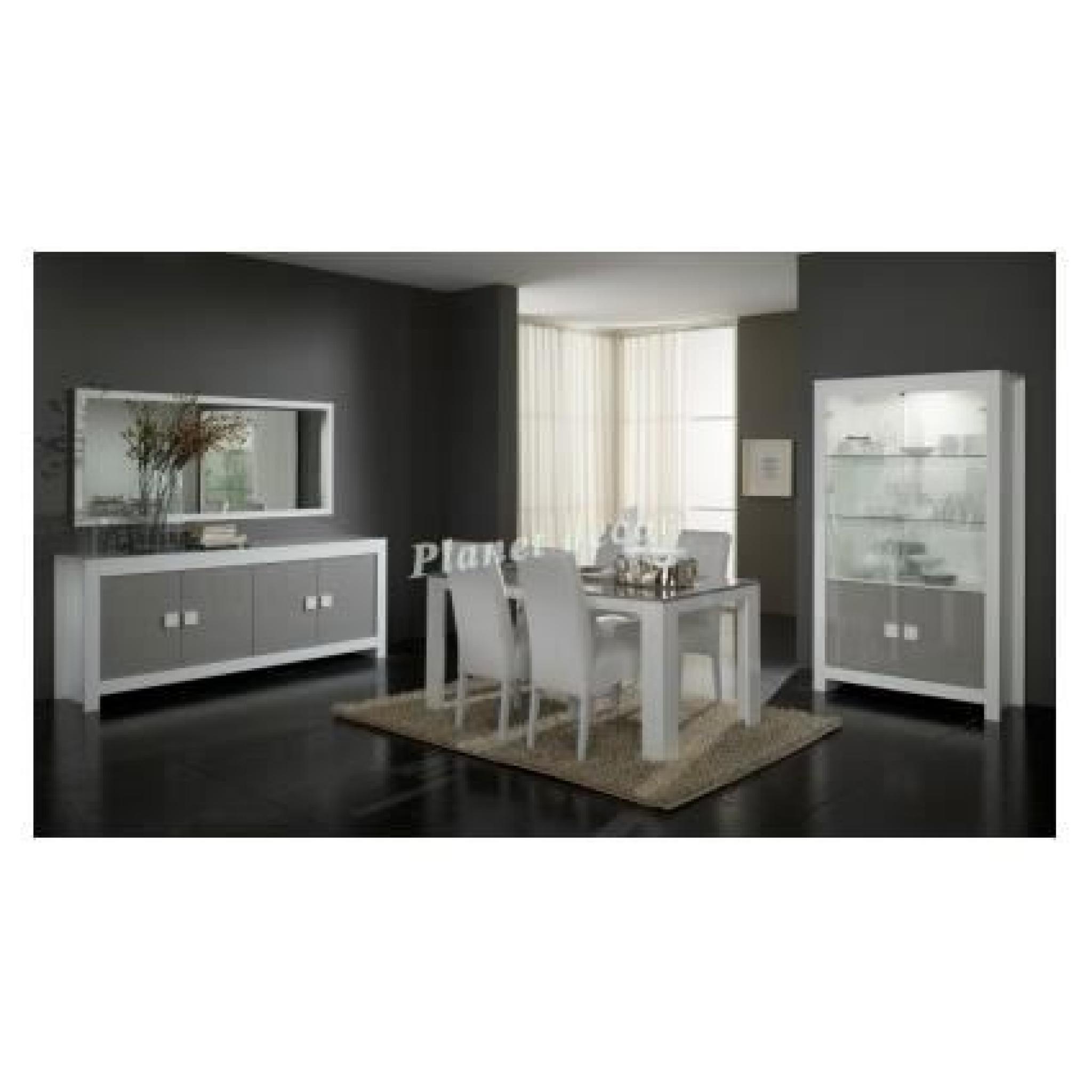 Table de repas PISA Blanc-Gris L.160 cm(sans chaises) pas cher