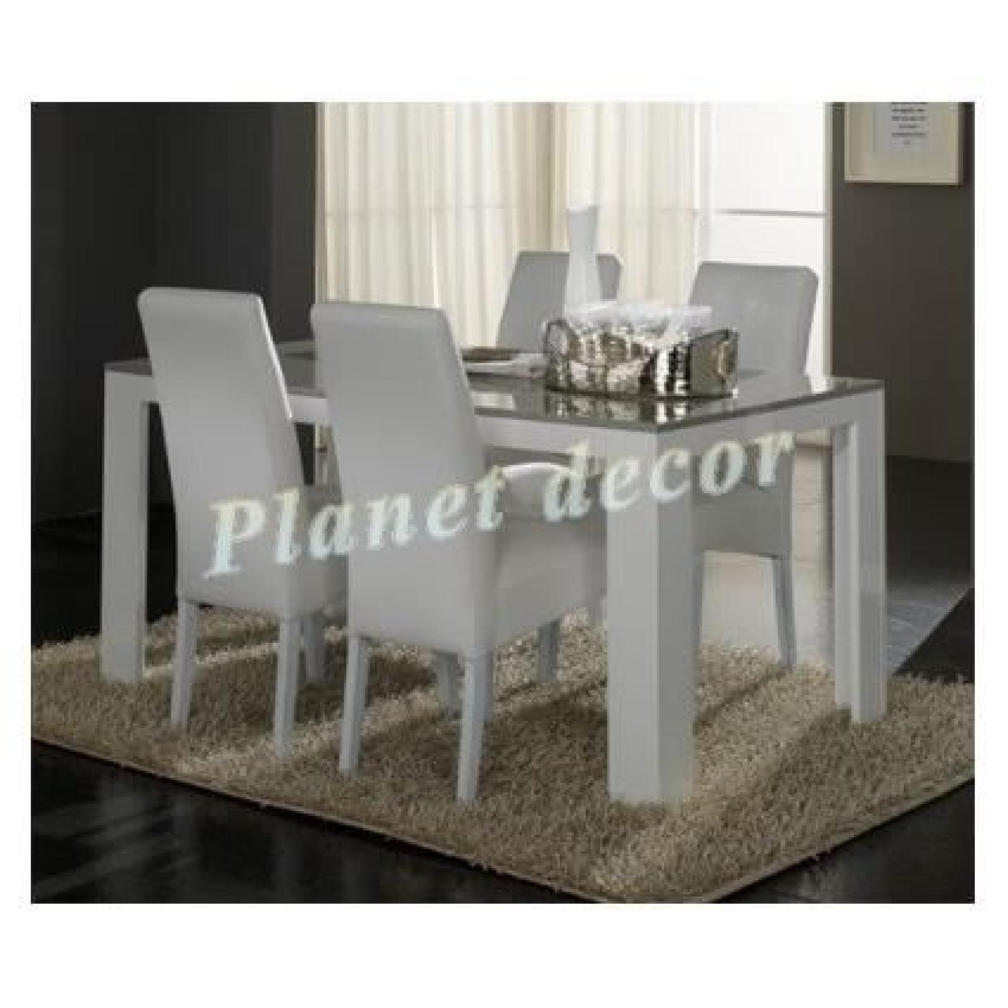 Table de repas PISA Blanc-Gris L190 cm(sans chaise)