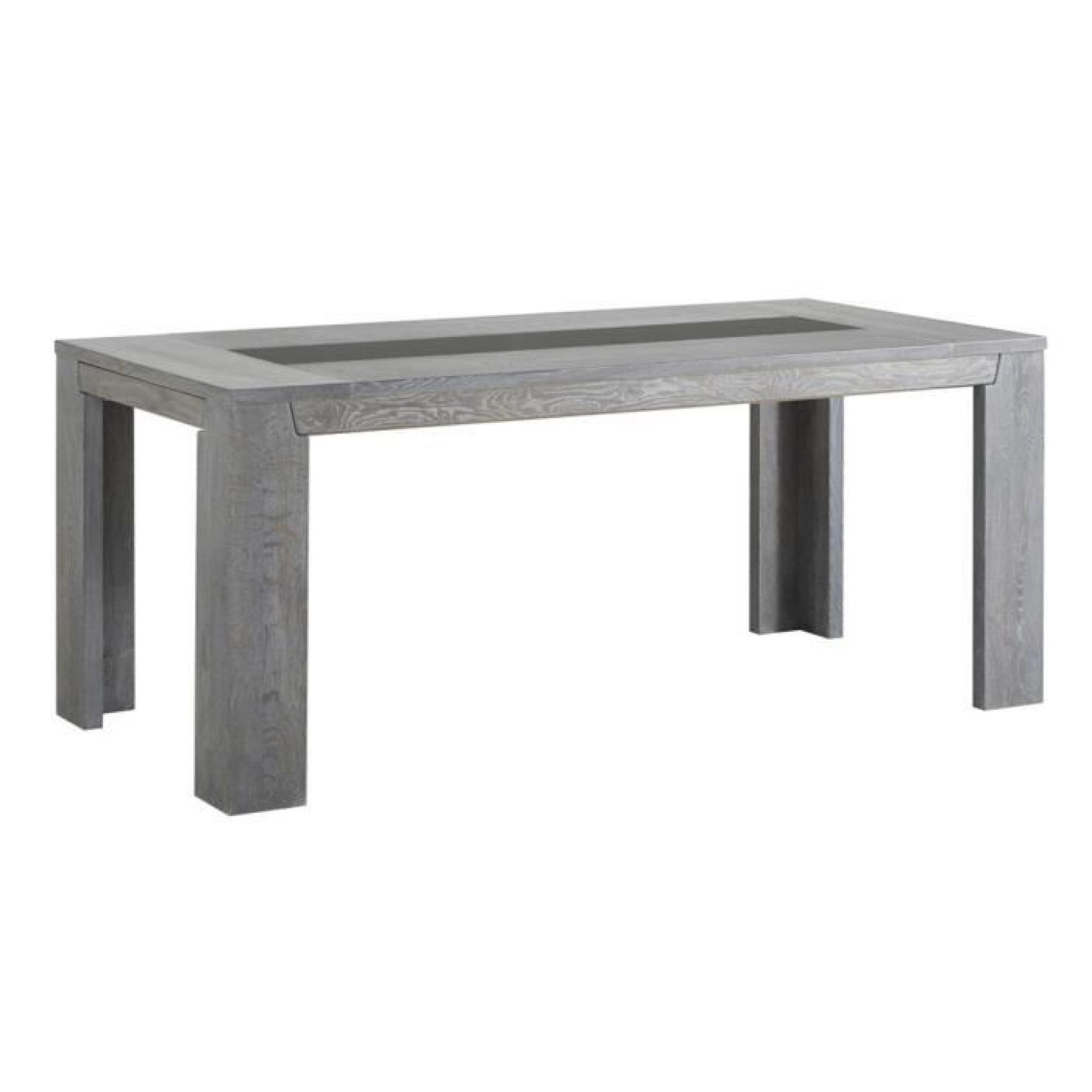 Table de repas rectangulaire coloris Chêne gris, H 77 x L 190 x P 90 cm