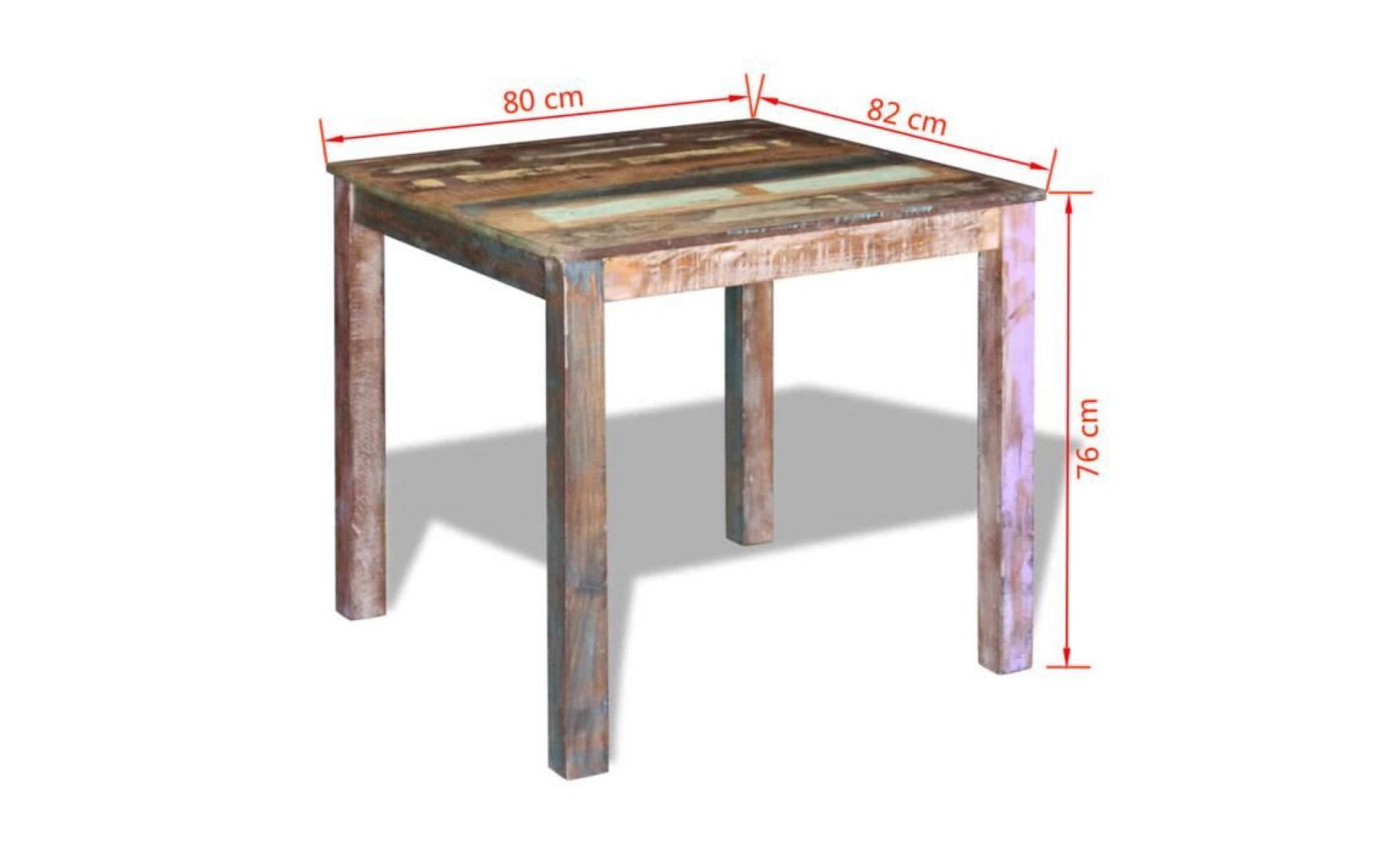 table de salle à dîner cuisine scandinave table de salle à mangerbois de récupération massif 80x82x76 cm pas cher