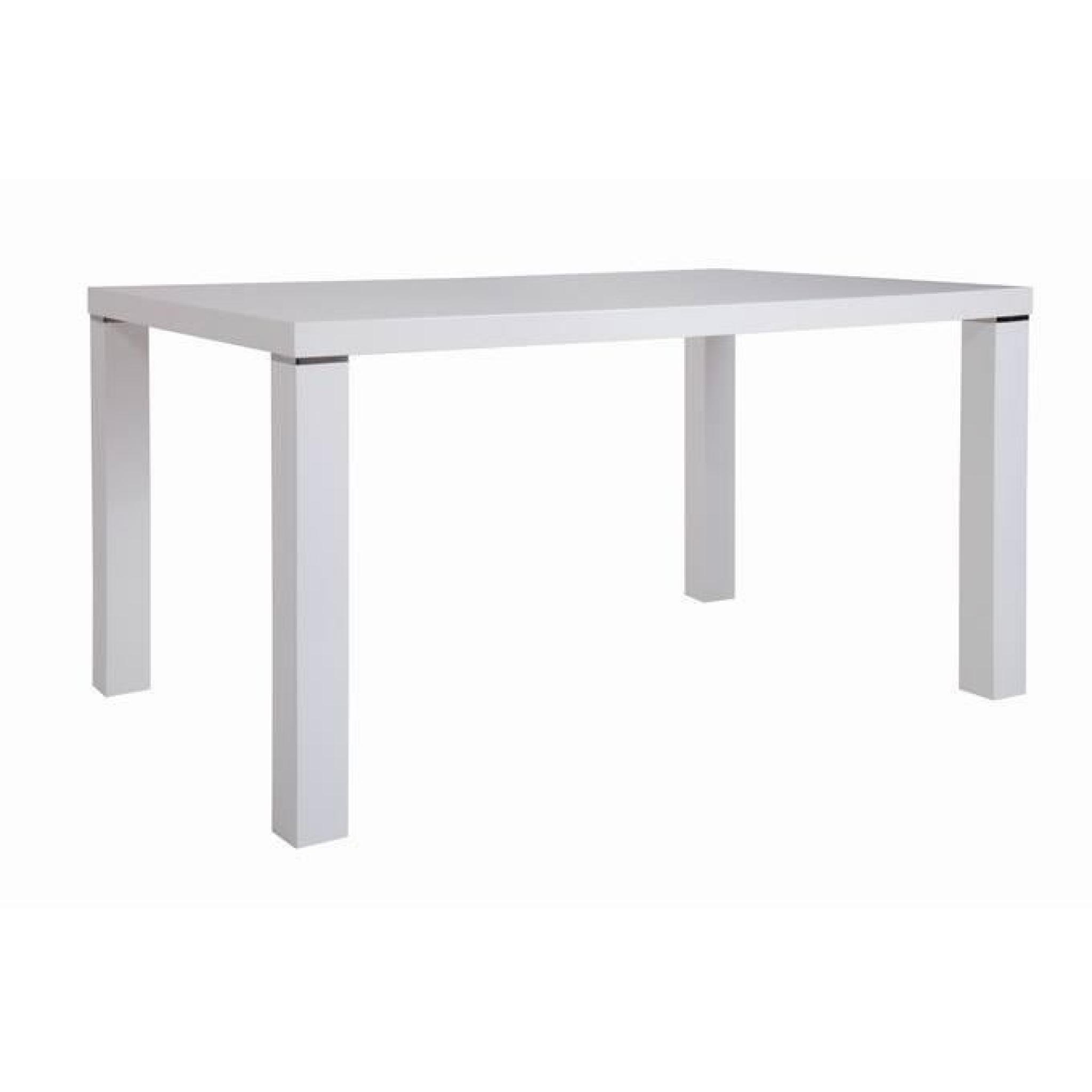 Table de salle à manger 160 cm blanc laqué décoré d'acier