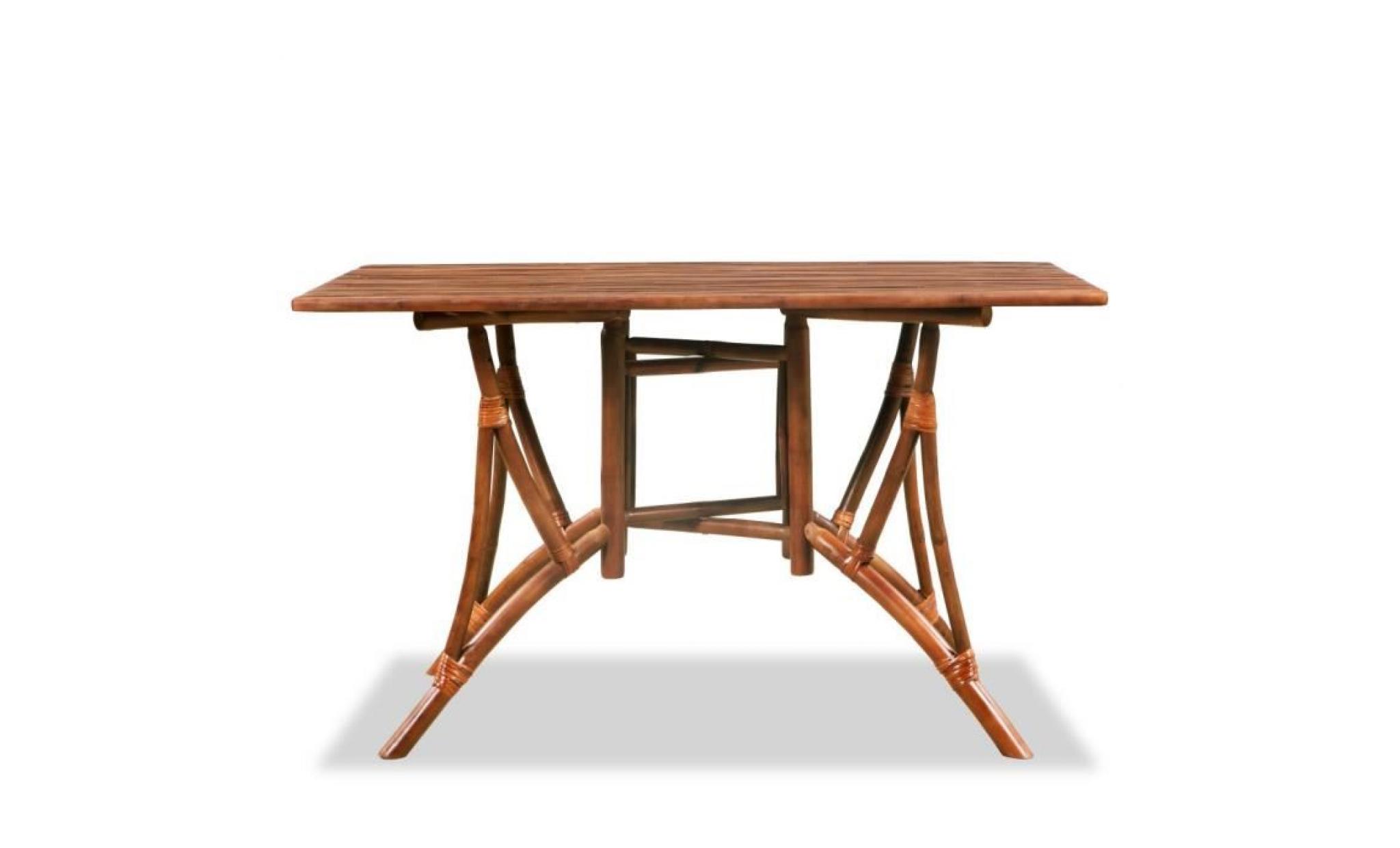 table de salle à manger bambou 115x70x75cm marron rectangulaire