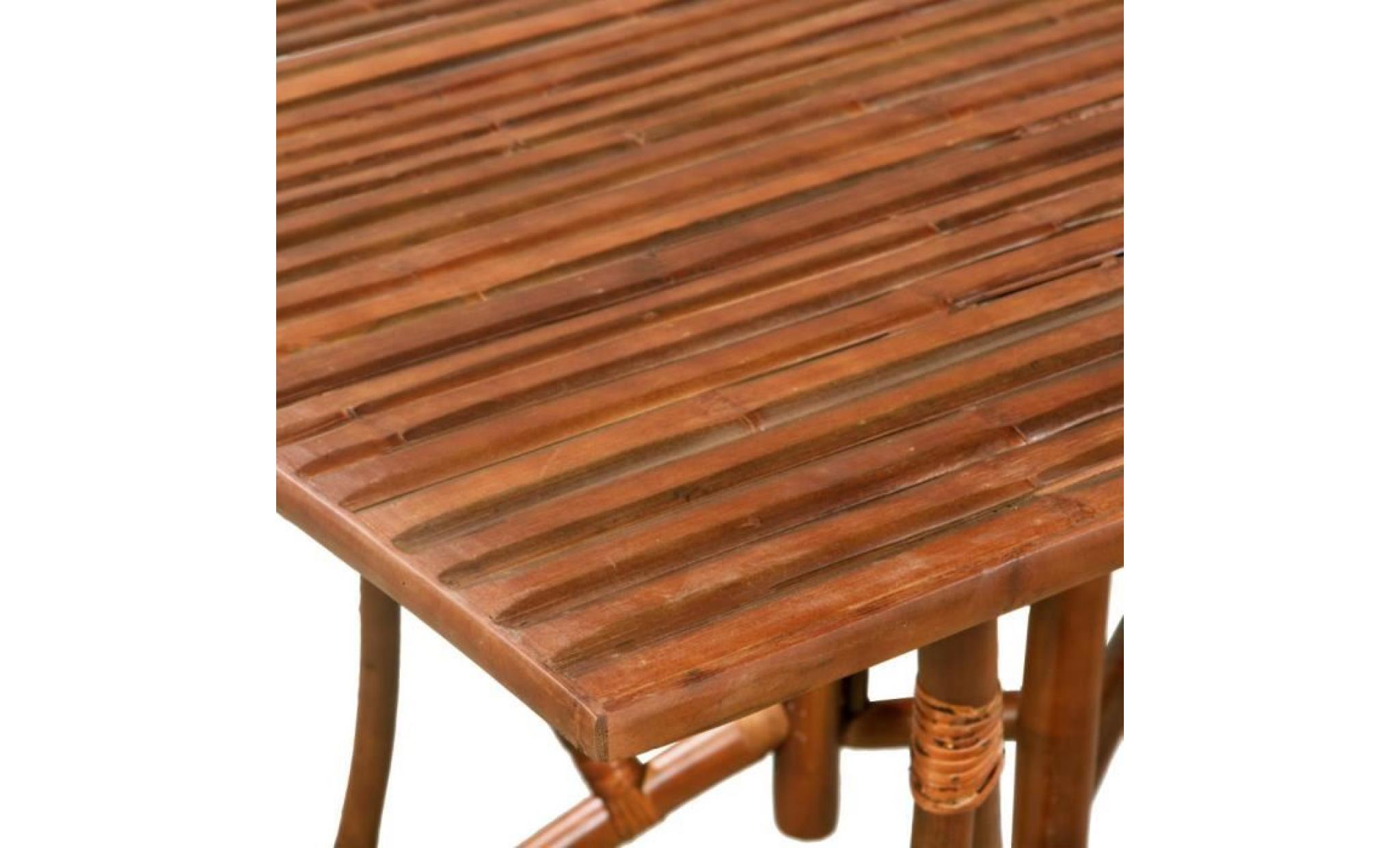 table de salle à manger bambou 115x70x75cm marron rectangulaire pas cher