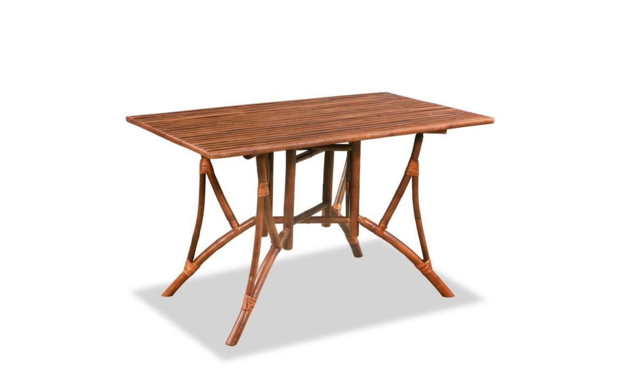 table de salle à manger bambou 115x70x75cm marron rectangulaire pas cher