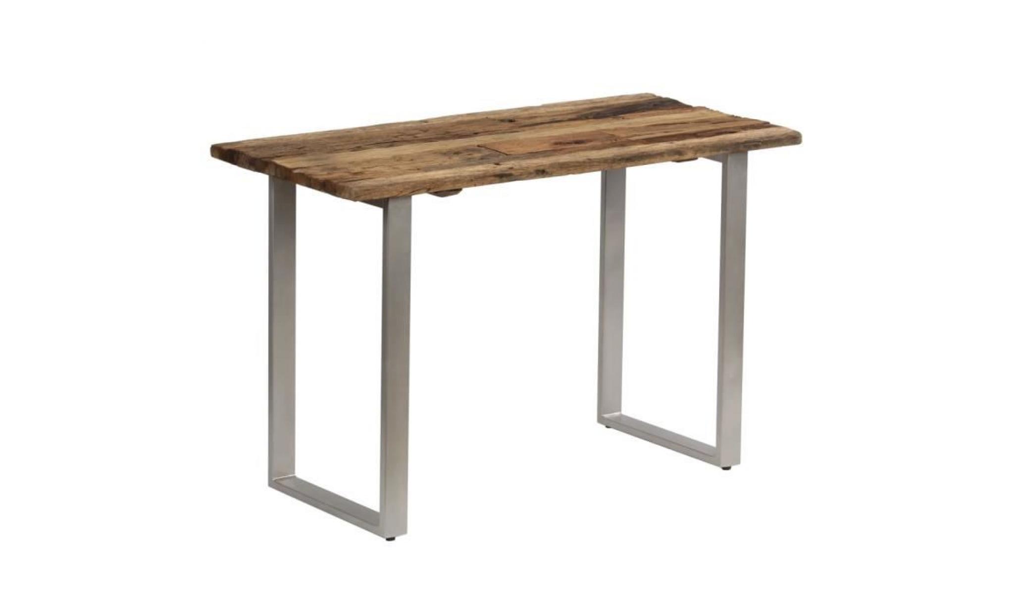 table de salle à manger bois de traverses et acier 118x55x76 cm