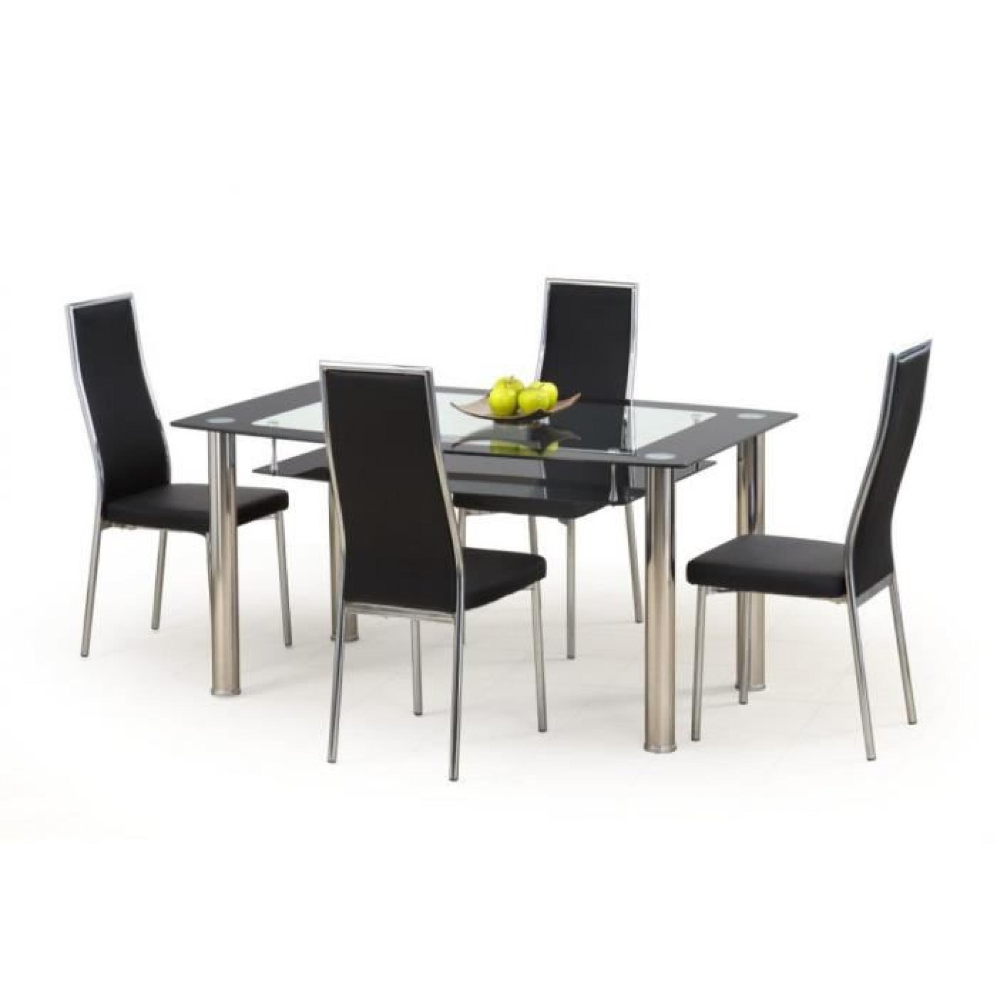 Table de salle à manger Cristal en Verre (LxlxH): 150-90-77 cm Noir