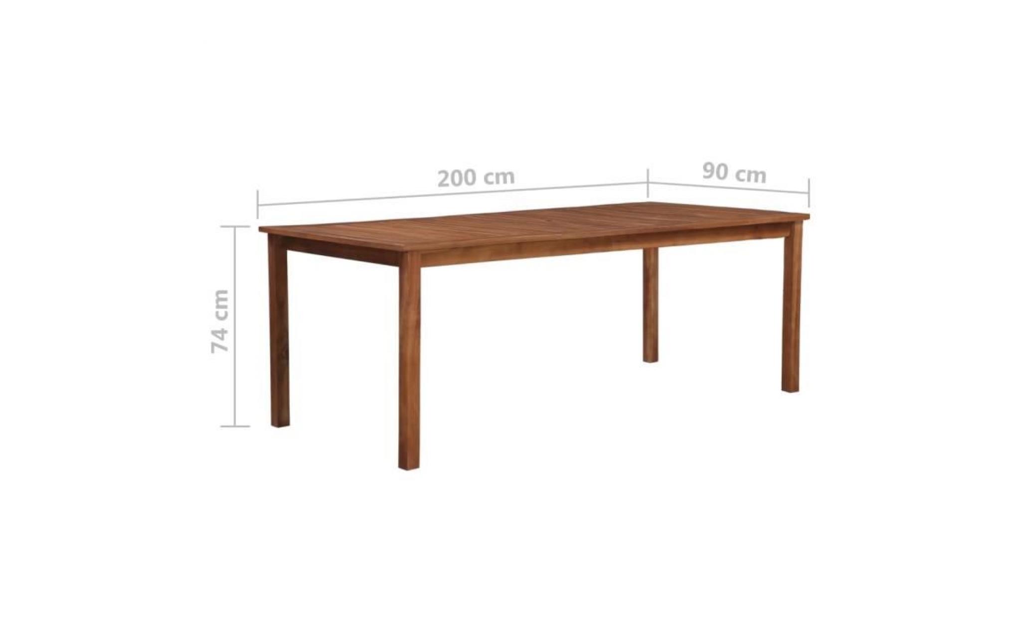 table de salle à manger de jardin table de cuisine bois d'acacia 200x90x74 cm pas cher